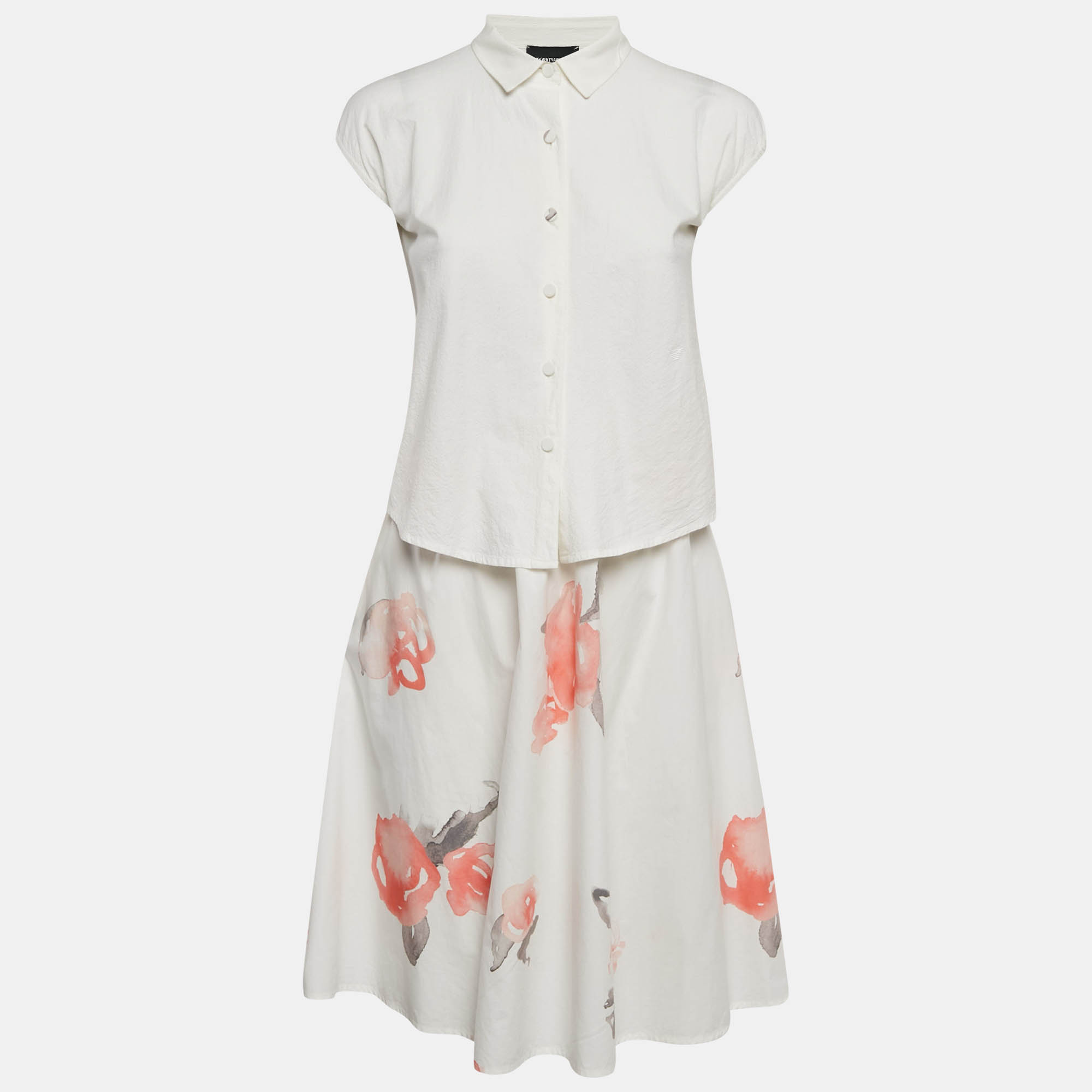 

Emporio Armani White Textured and Floral Print Cotton Dress 12 Yrs