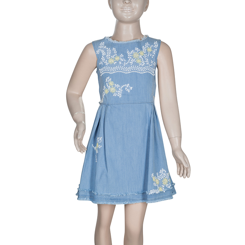 

Ermanno Scervino Junior Blue Denim Embroidered Sleeveless Dress 5 Yrs