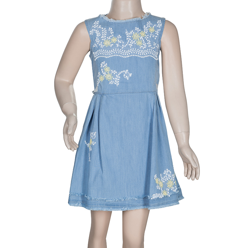 

Ermanno Scervino Junior Blue Denim Embroidered Sleeveless Dress 6 Yrs