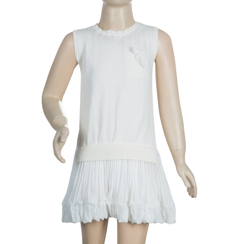 

Ermanno Scervino Junior White Pleated Sleeveless Knit Dress 5 Yrs
