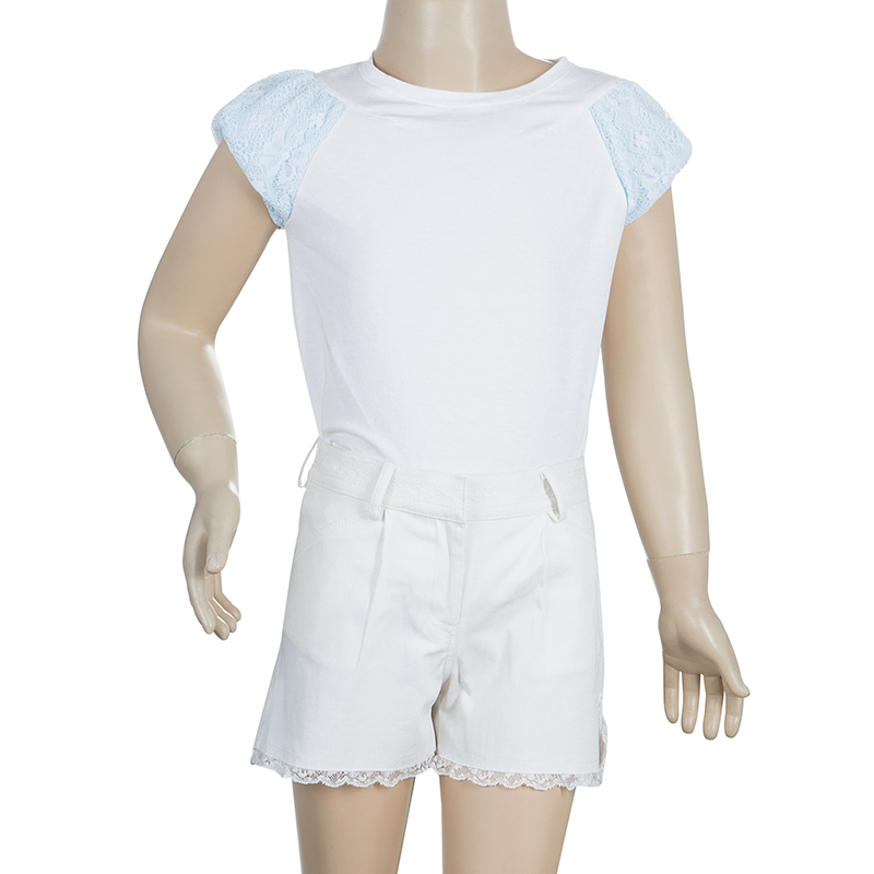 

Ermanno Scervino Junior White Lace Trim Denim Shorts 4 Yrs