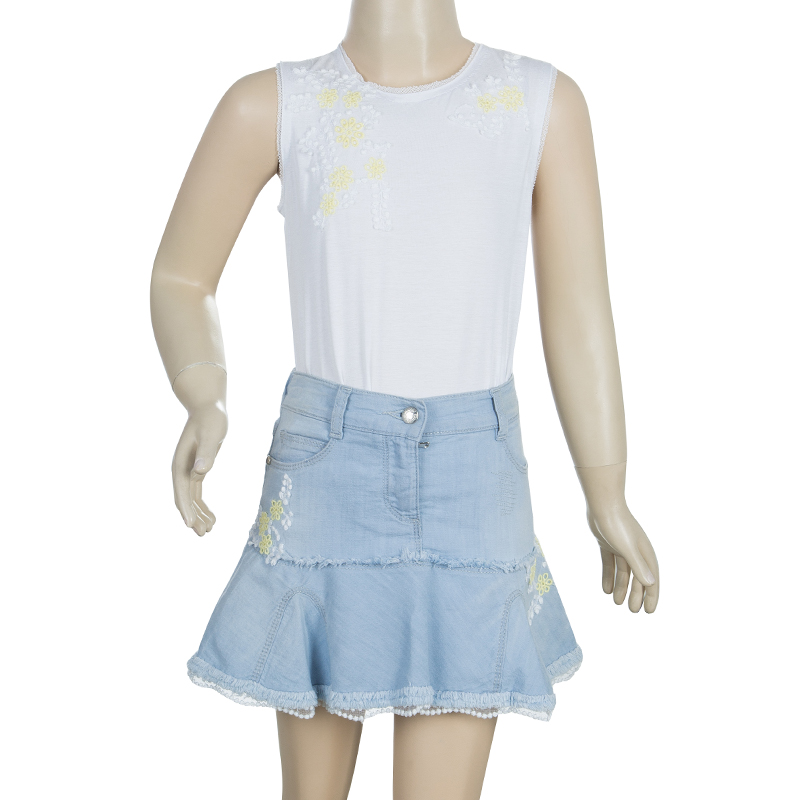 

Ermanno Scervino Junior White Yellow Embroidered Detail Sleeveless Top 6 Yrs