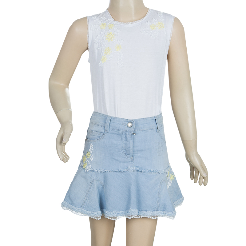 

Ermanno Scervino Junior White Yellow Embroidered Detail Sleeveless Top 4 Yrs