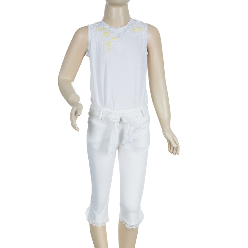 

Ermanno Scervino Junior White Lace Cuff Belted Pants 5 Yrs