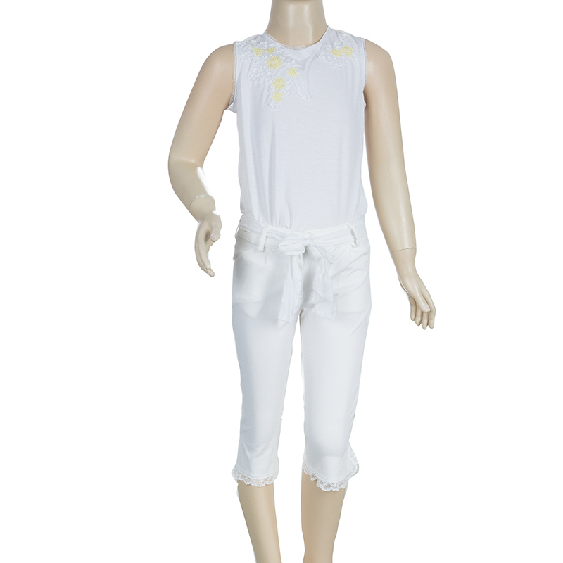 

Ermanno Scervino Junior White Lace Cuff Belted Pants 10 Yrs
