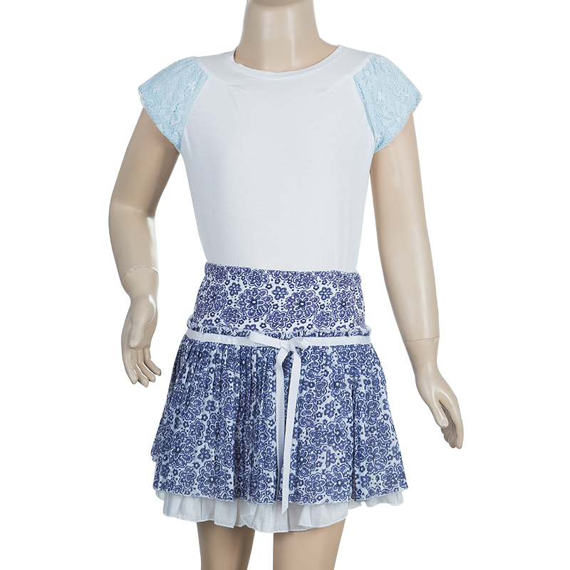 

Ermanno Scervino Junior Blue Floral Print Pleated Skirt 10 Yrs