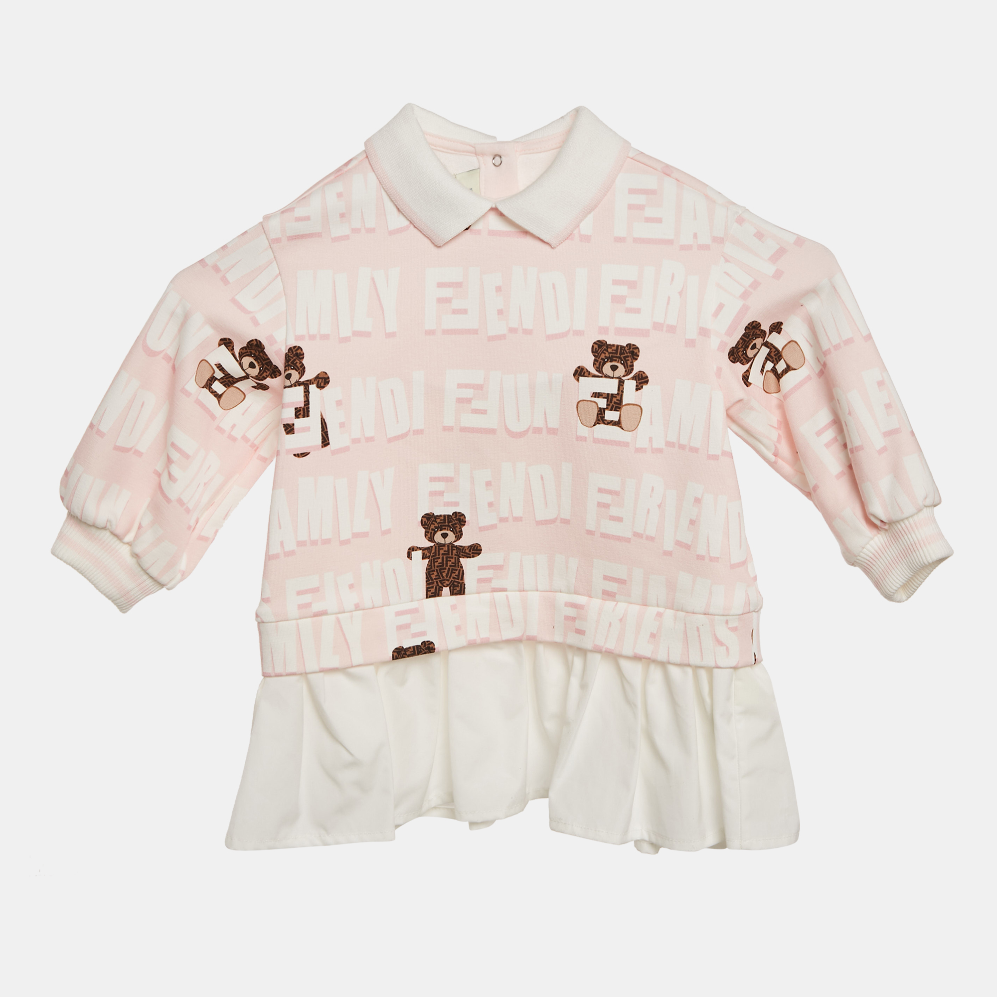 

Fendi Kids Pink Teddy Print Cotton Dress 9M