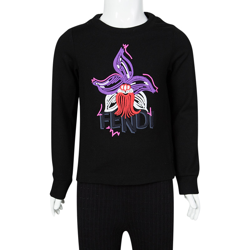 

Fendi Black Floral Embroidered Sweatshirt 5Yrs