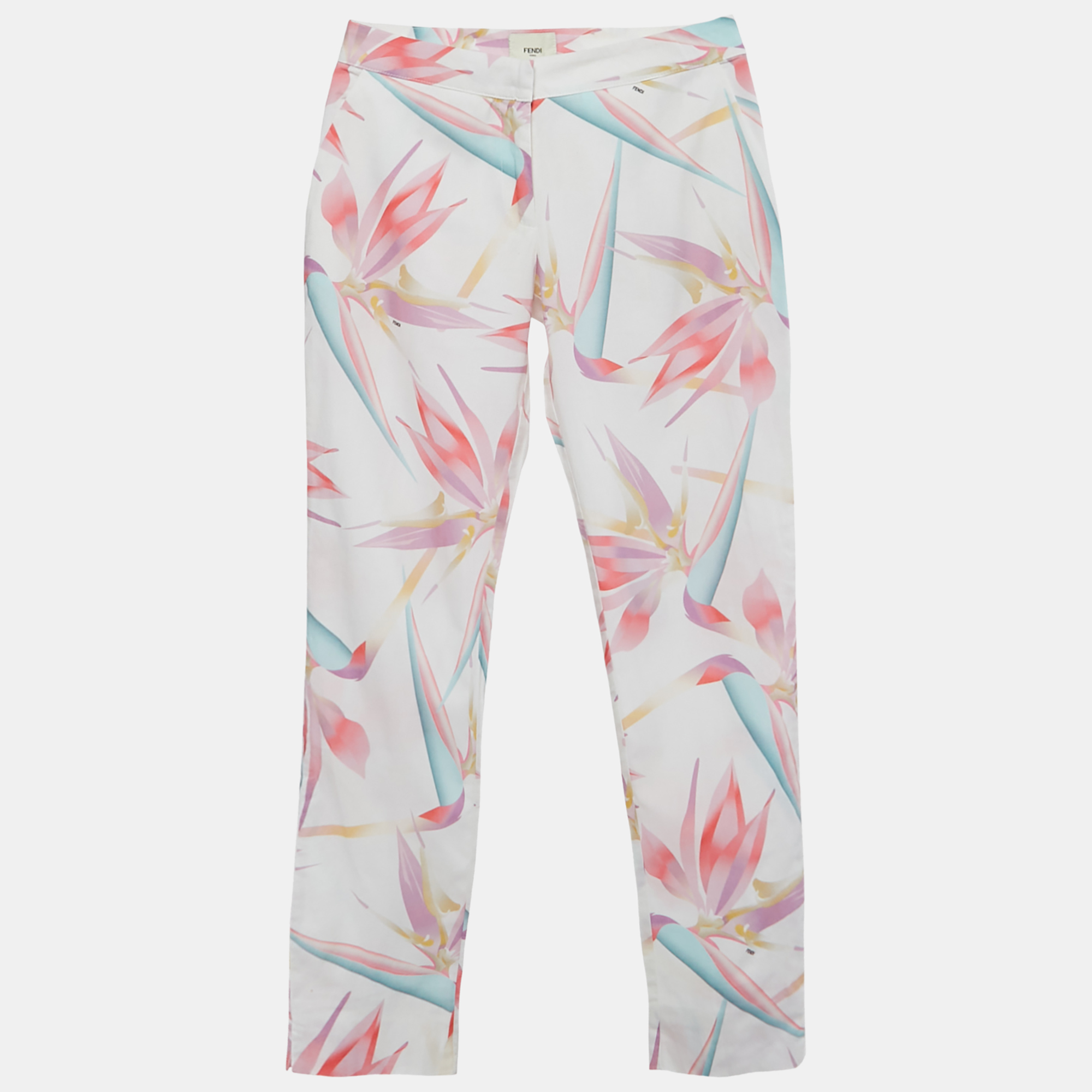 

Fendi Kids White Floral Print Cotton Trousers 12 Yrs