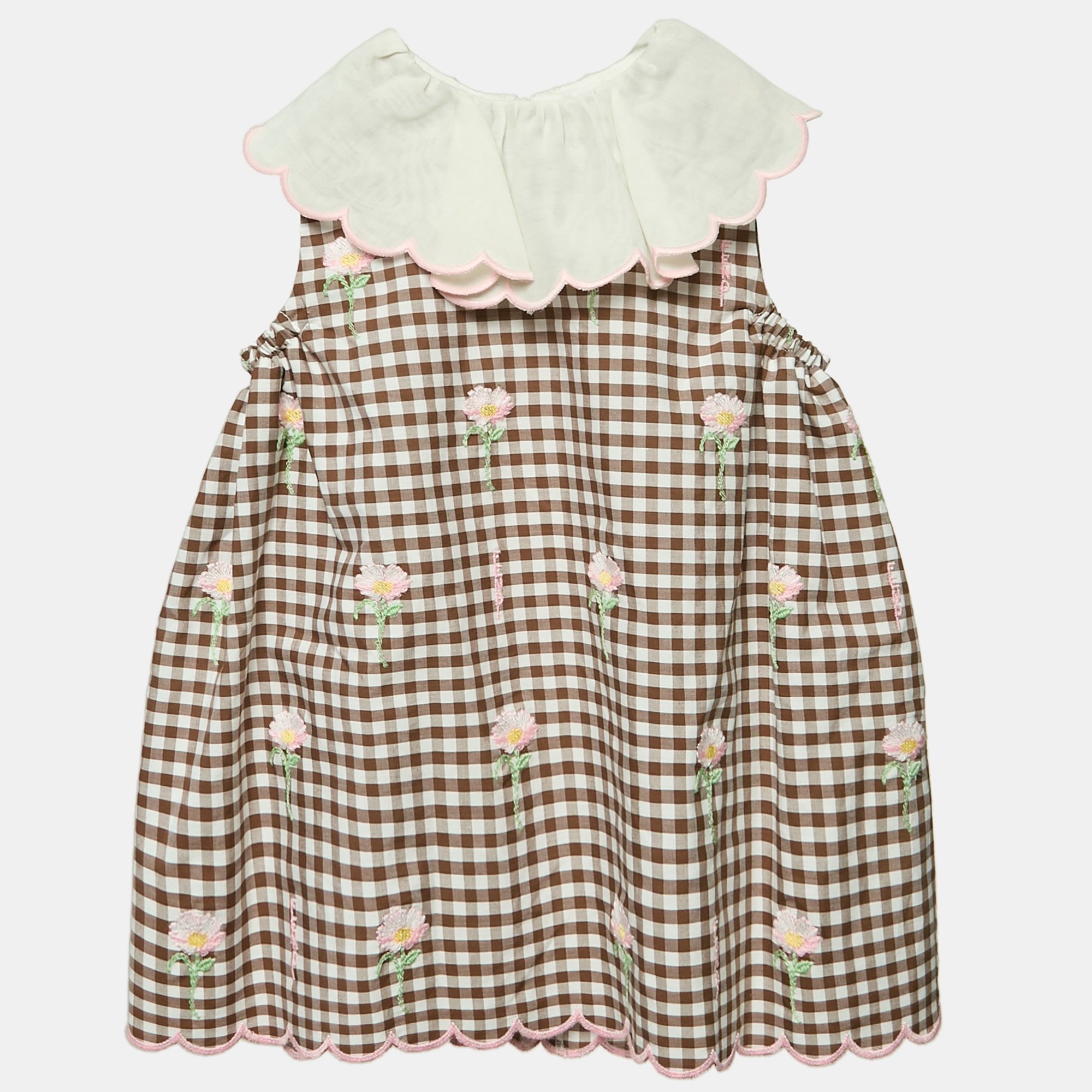 

Fendi Brown Check Embroidered Dress