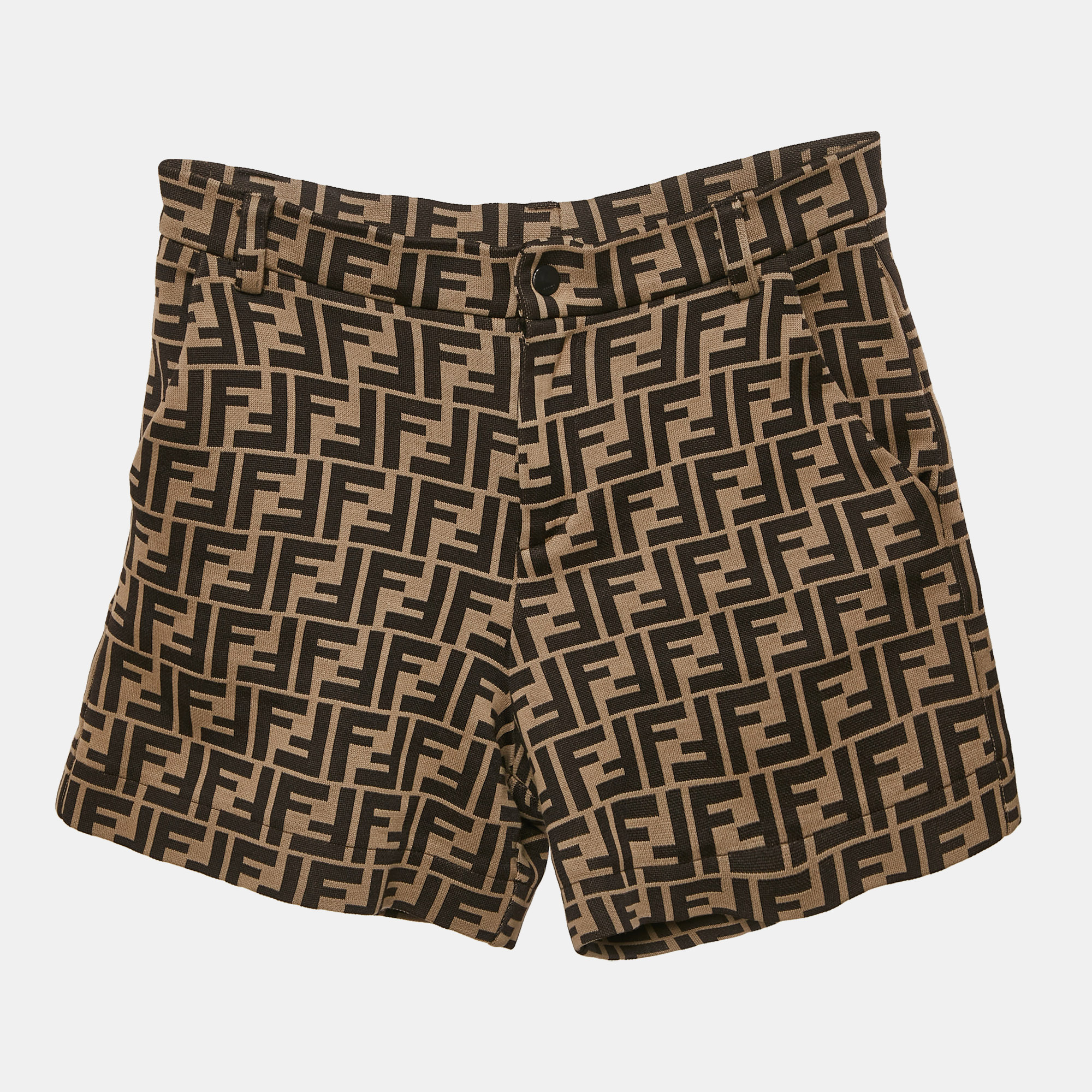 

Fendi Kids Brown Zucca Pattern Jacquard Knit Shorts 10 Yrs