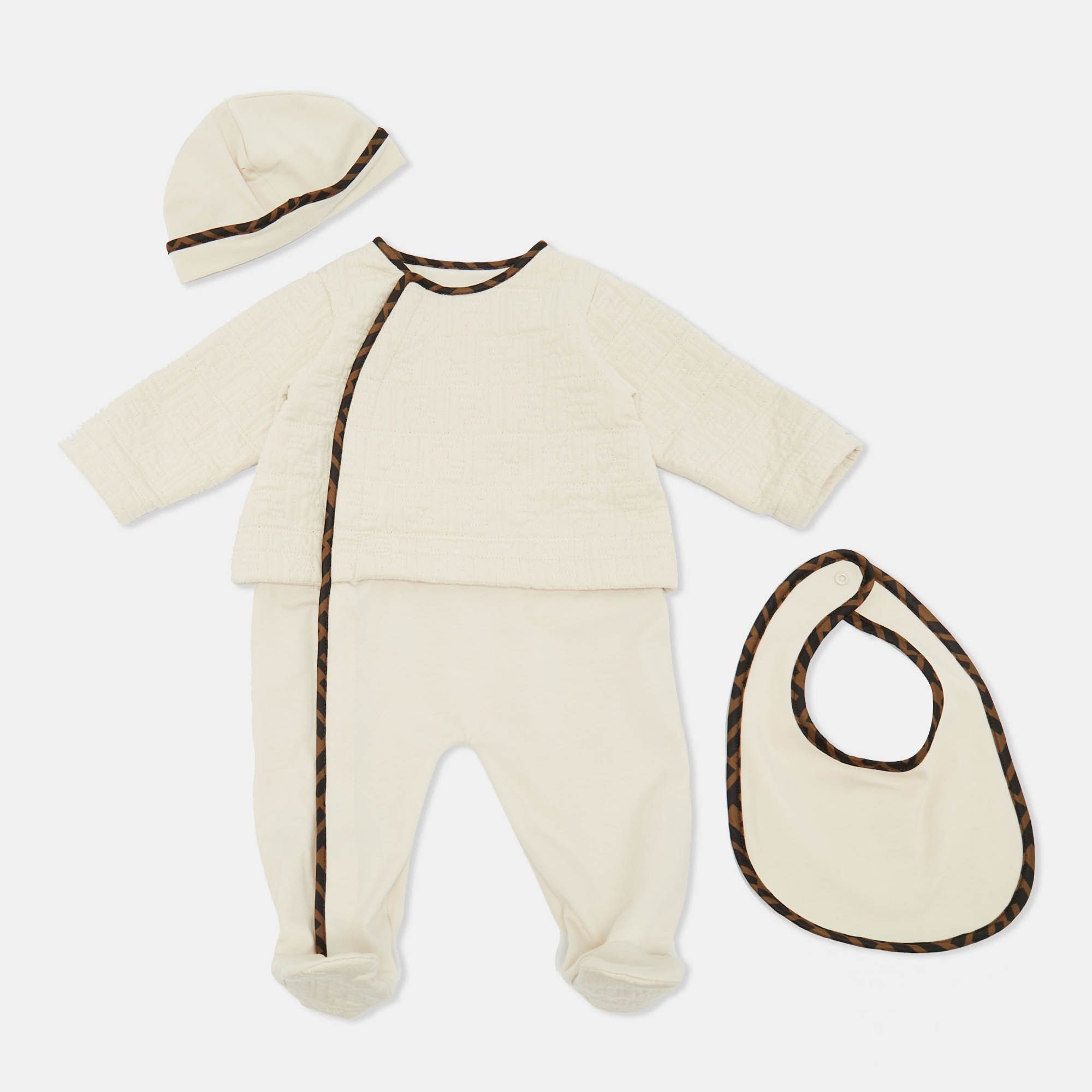 

Fendi Kids Beige Cotton Onesie Set 6M