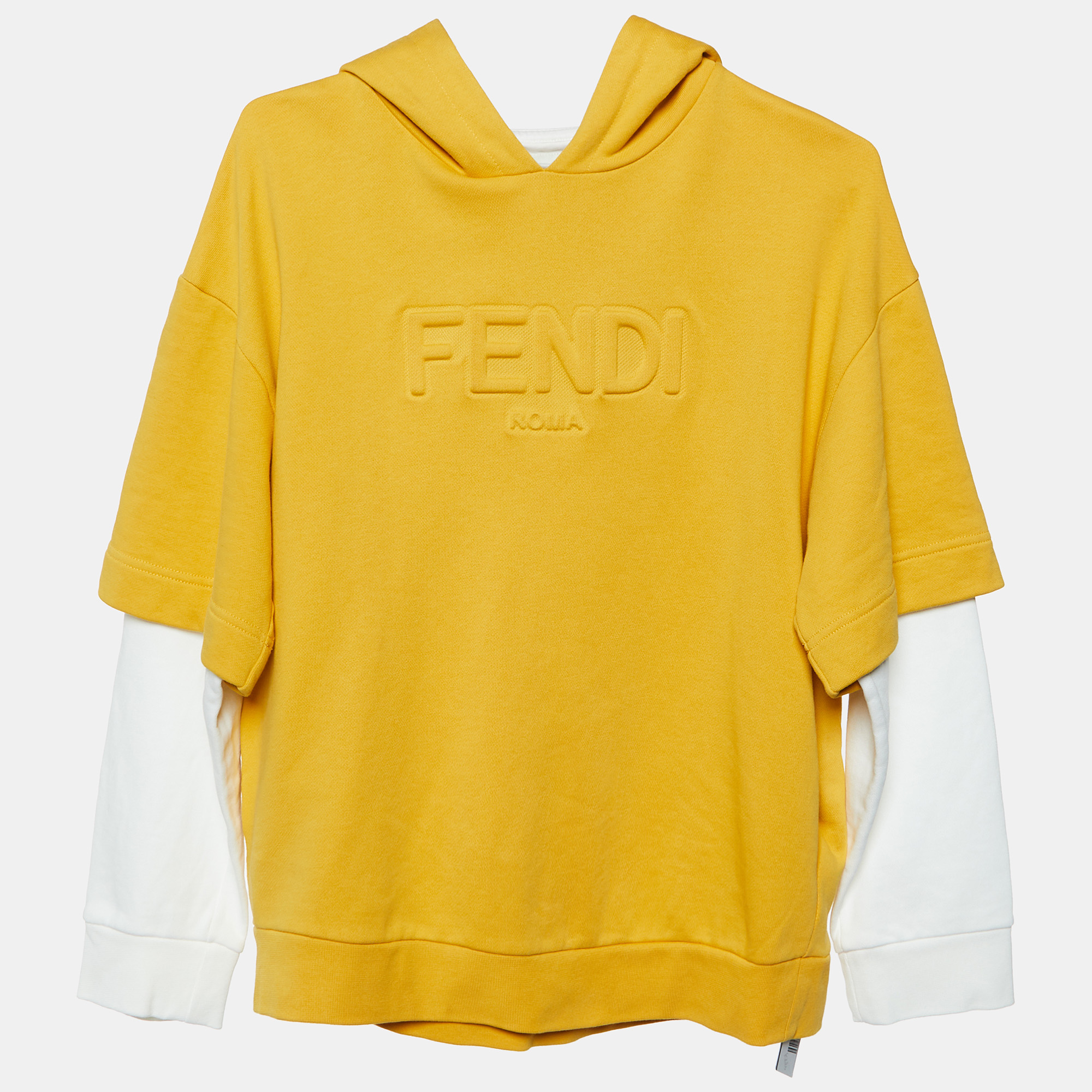

Fendi Yellow Logo Embossed Cotton Hooded Sweatshirt 12 Yrs