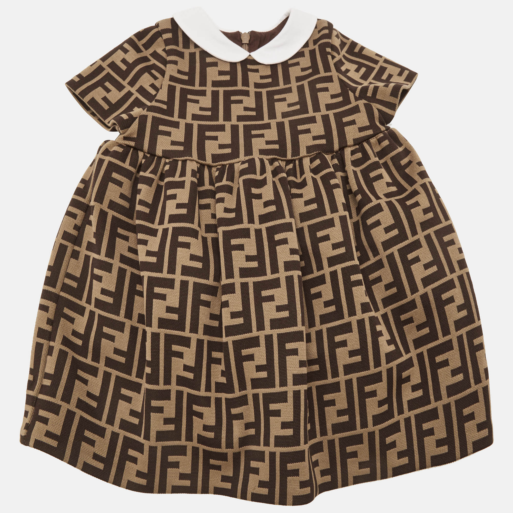 

Fendi Kids Dark Beige FF Zucca Monogram Intarsia Knit Dress 6M