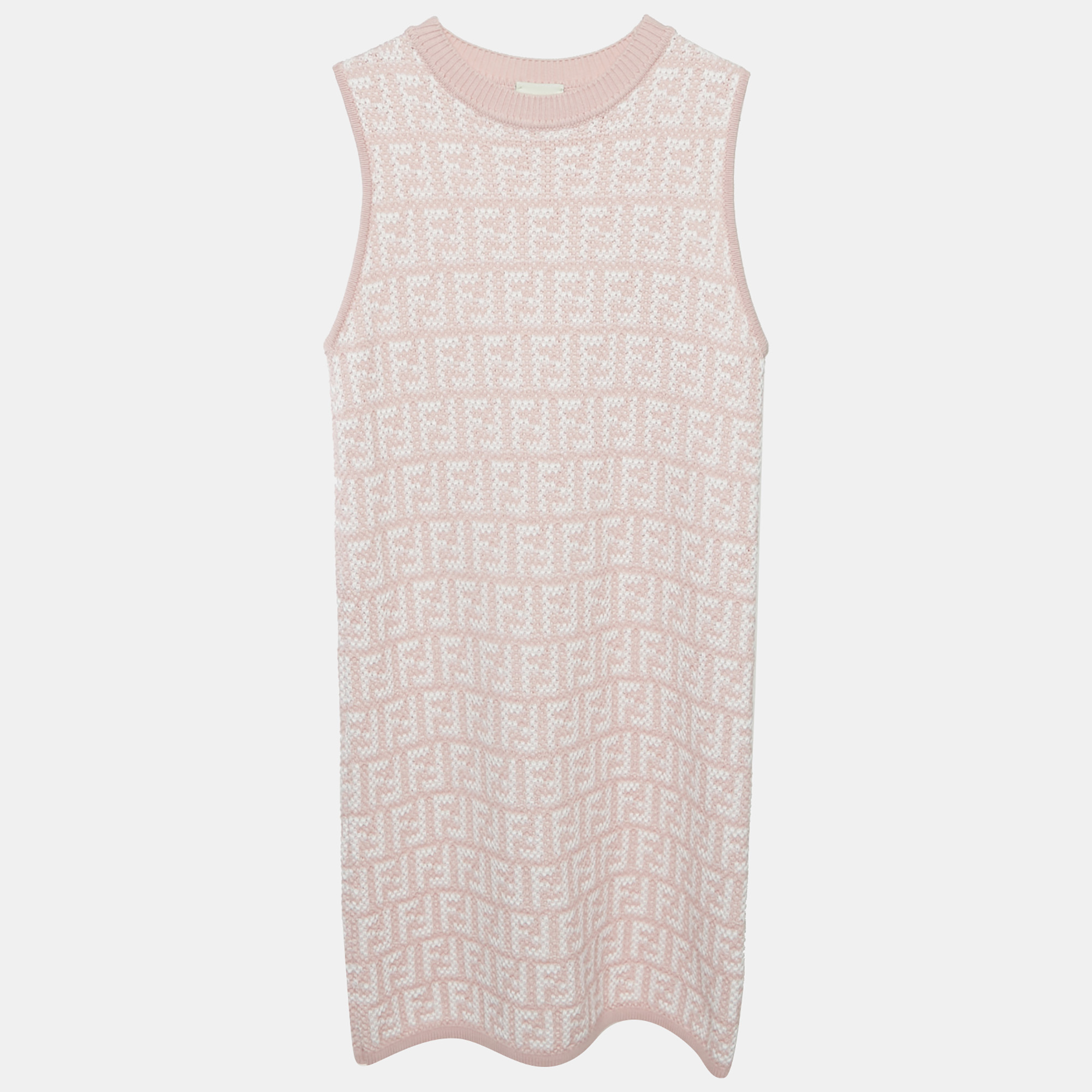 

Fendi Kids Pink FF Zucca Monogram Intarsia Knit Dress