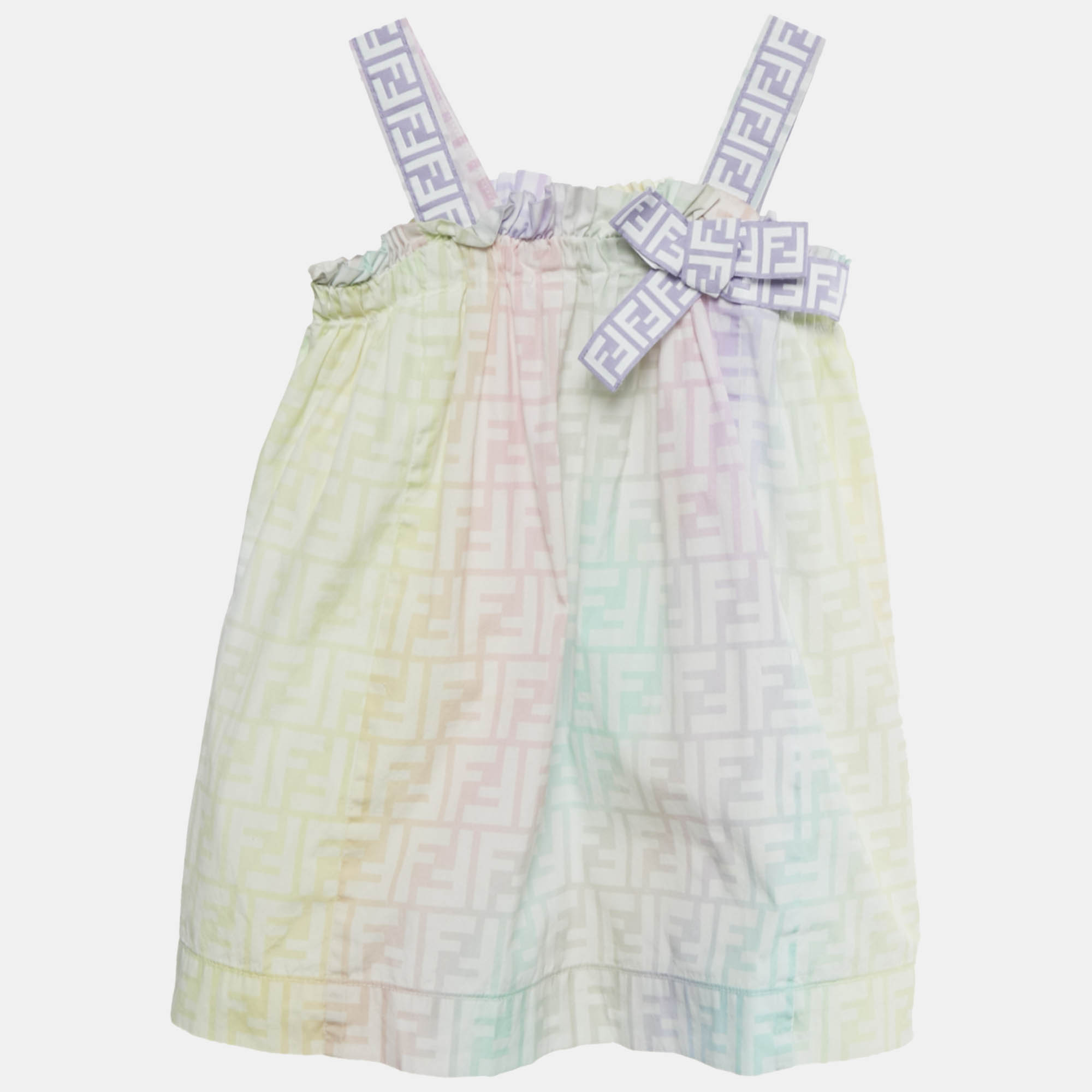 

Fendi Multicolor Printed Cotton Bow Detail Sleeveless Dress