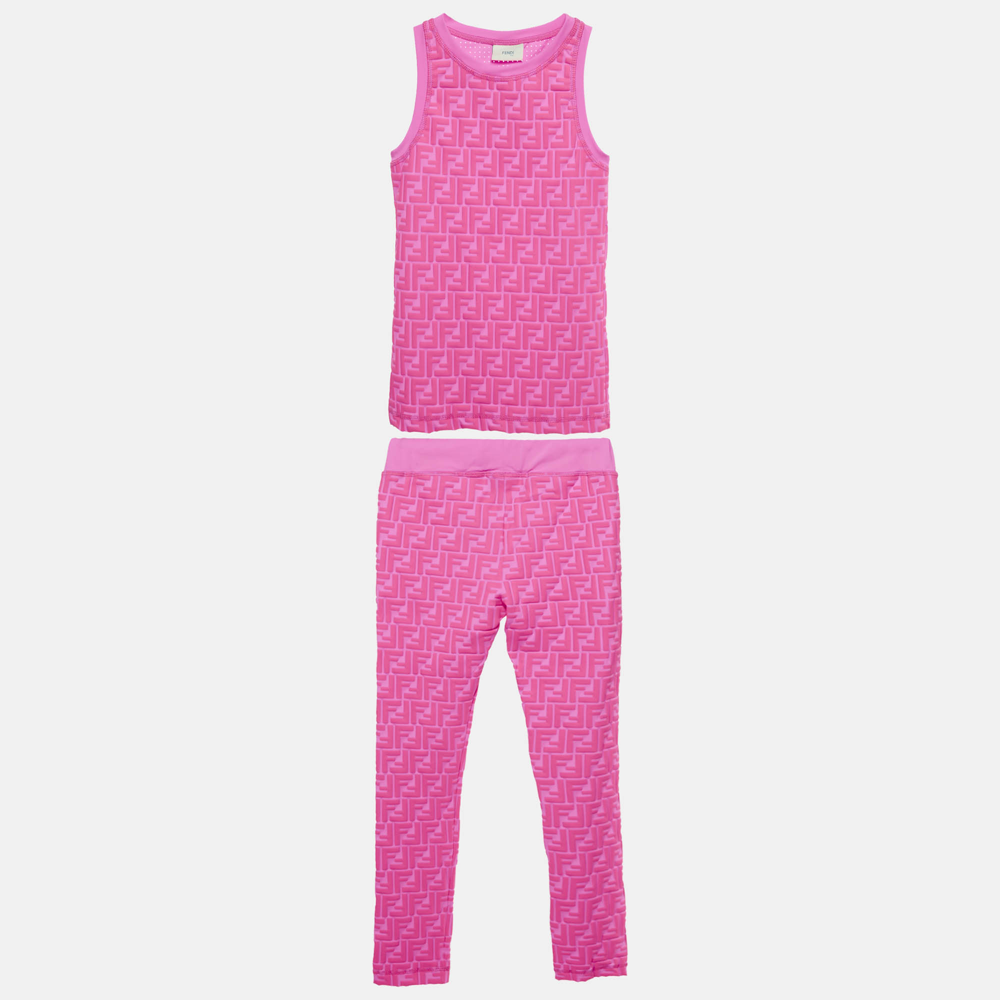 

Fendi Kids Pink FF Print Jersey Top and Leggings Set 10Yrs