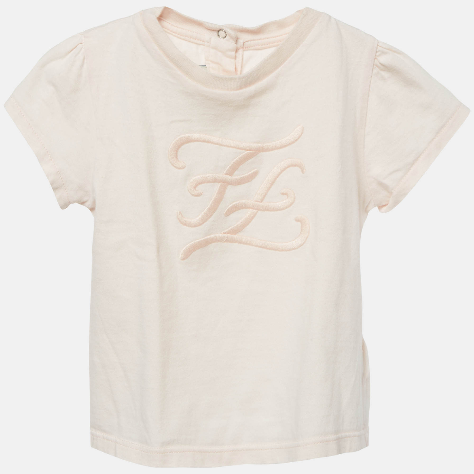 

Fendi Kids Pink FF Embroidered Cotton Top 12M