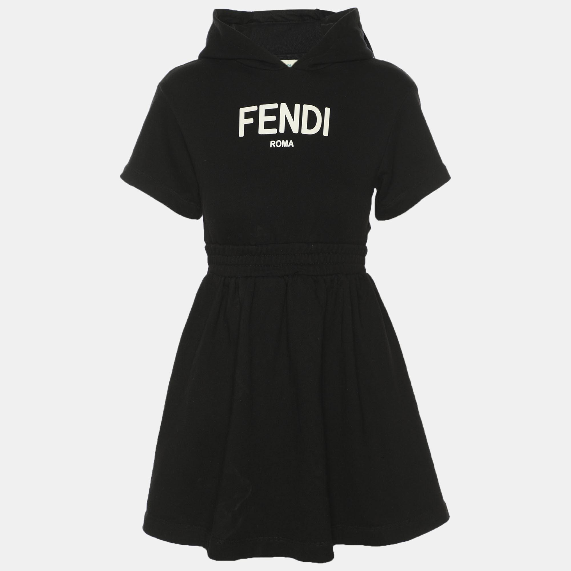 

Fendi Black Jersey Logo Print Hoodie Short Dress 6 Years