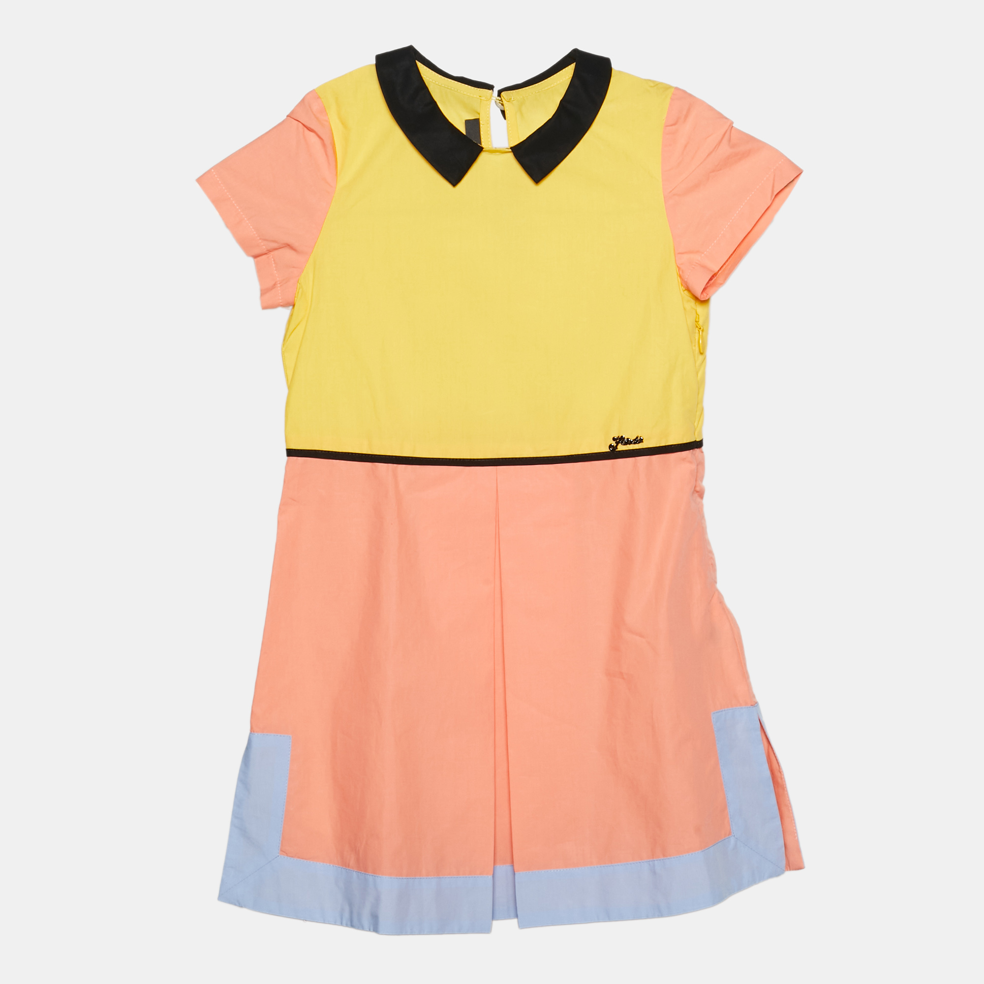 

Fendi Kids Peach/Yellow Cotton Dress 4Yrs