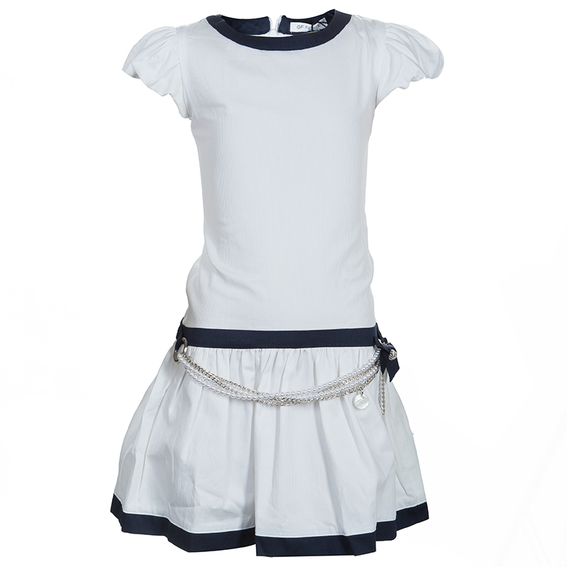 

GF Ferre White Pearl Belted Short Sleeve Dress 6 Yrs