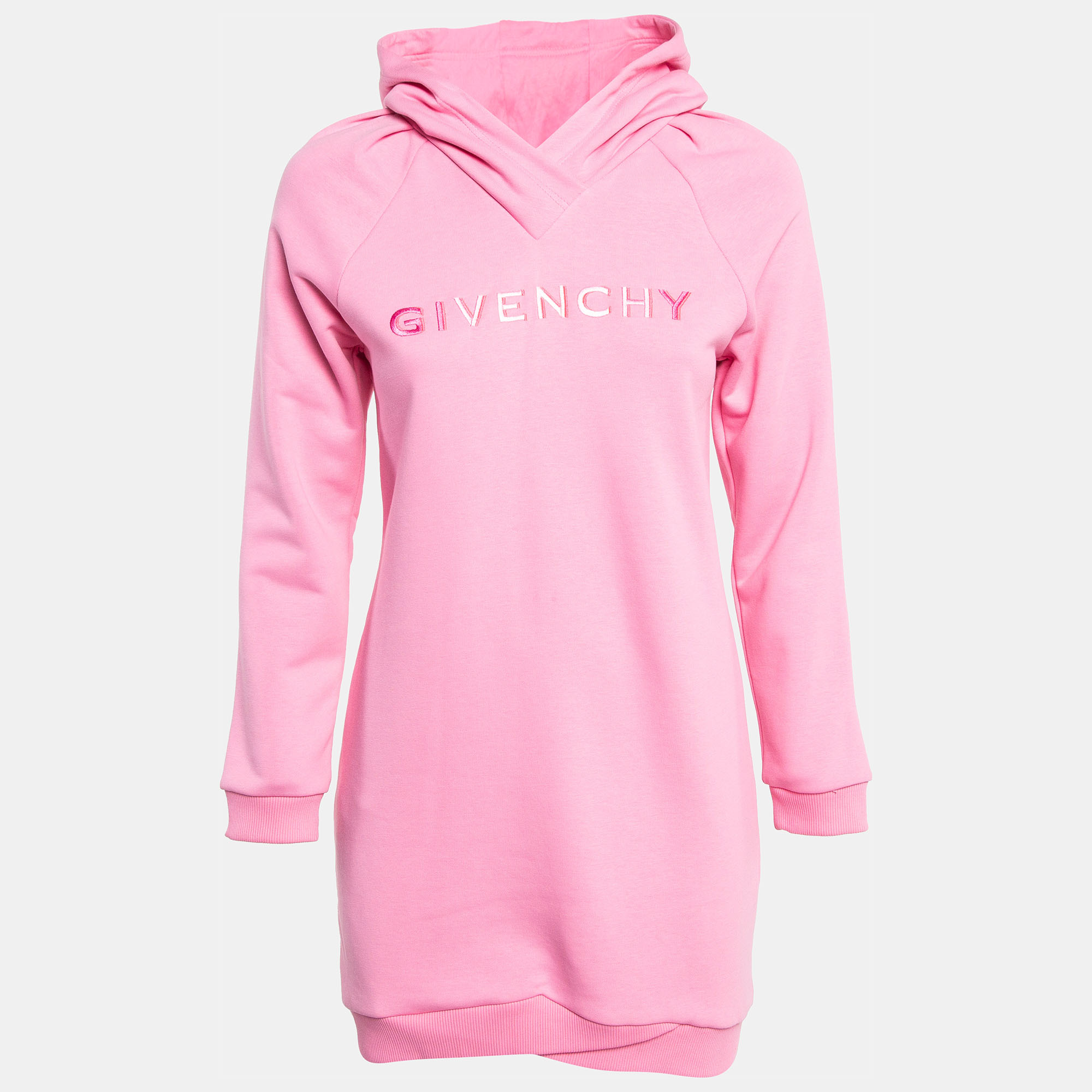 

Givenchy Pink Logo Embroidered Cotton Blend Hoodie Dress