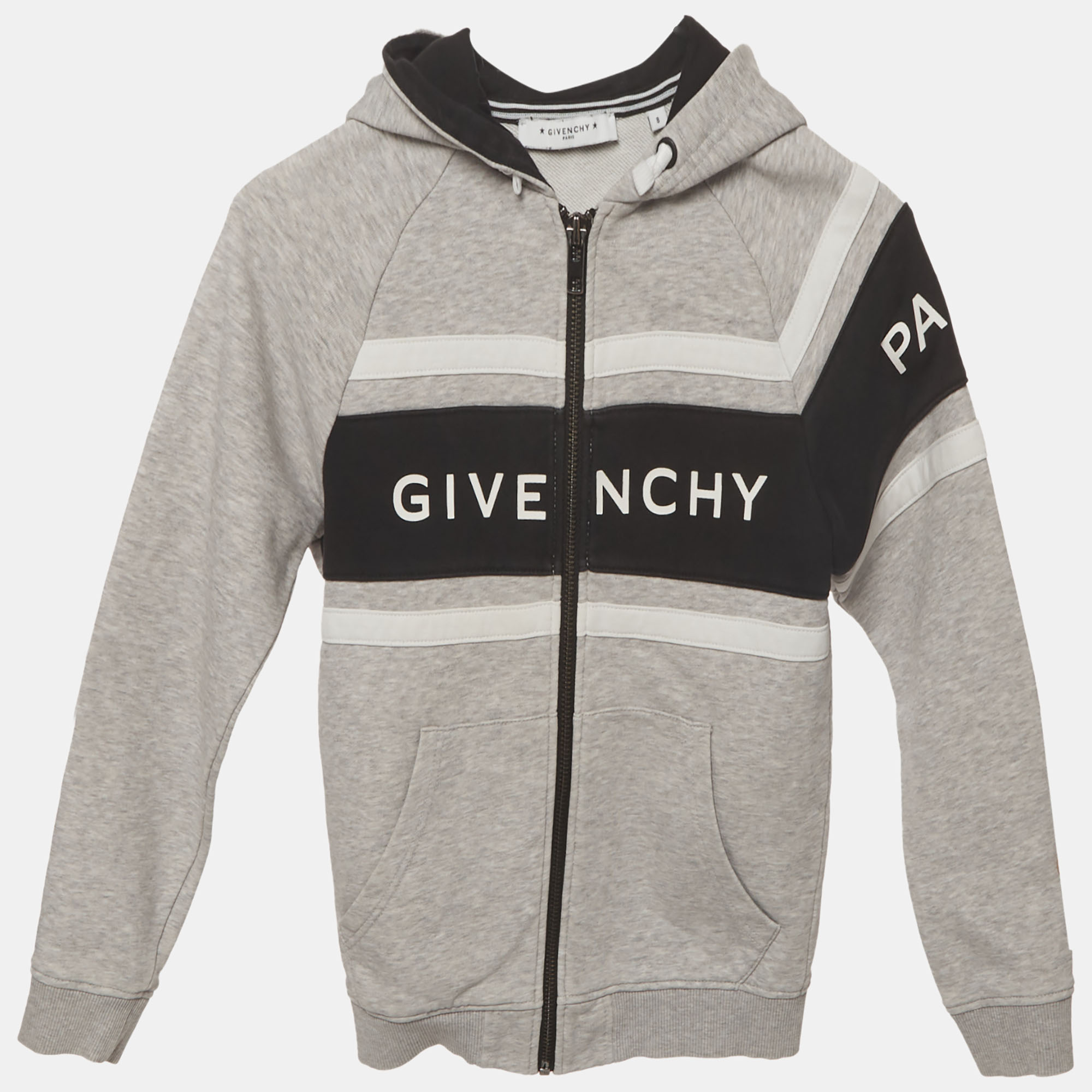 

Givenchy Kids Grey Logo Print Cotton Hooded Sweatshirt 8 Yrs