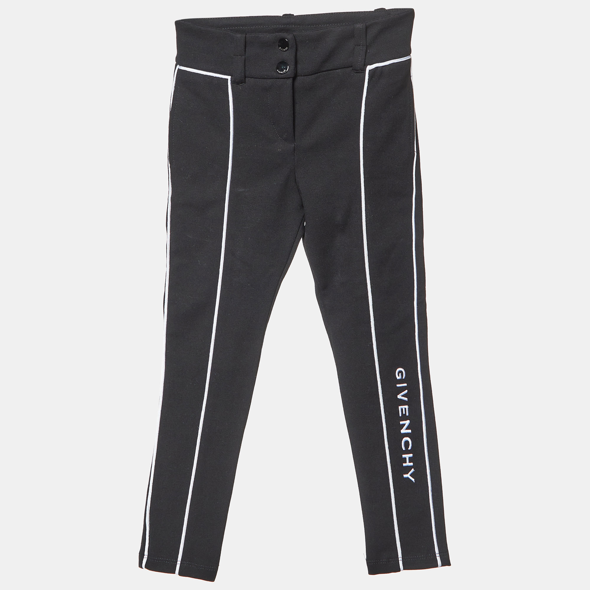 

Givenchy Kids Black Cotton Blend Logo Embroidered Pants 4 Yrs