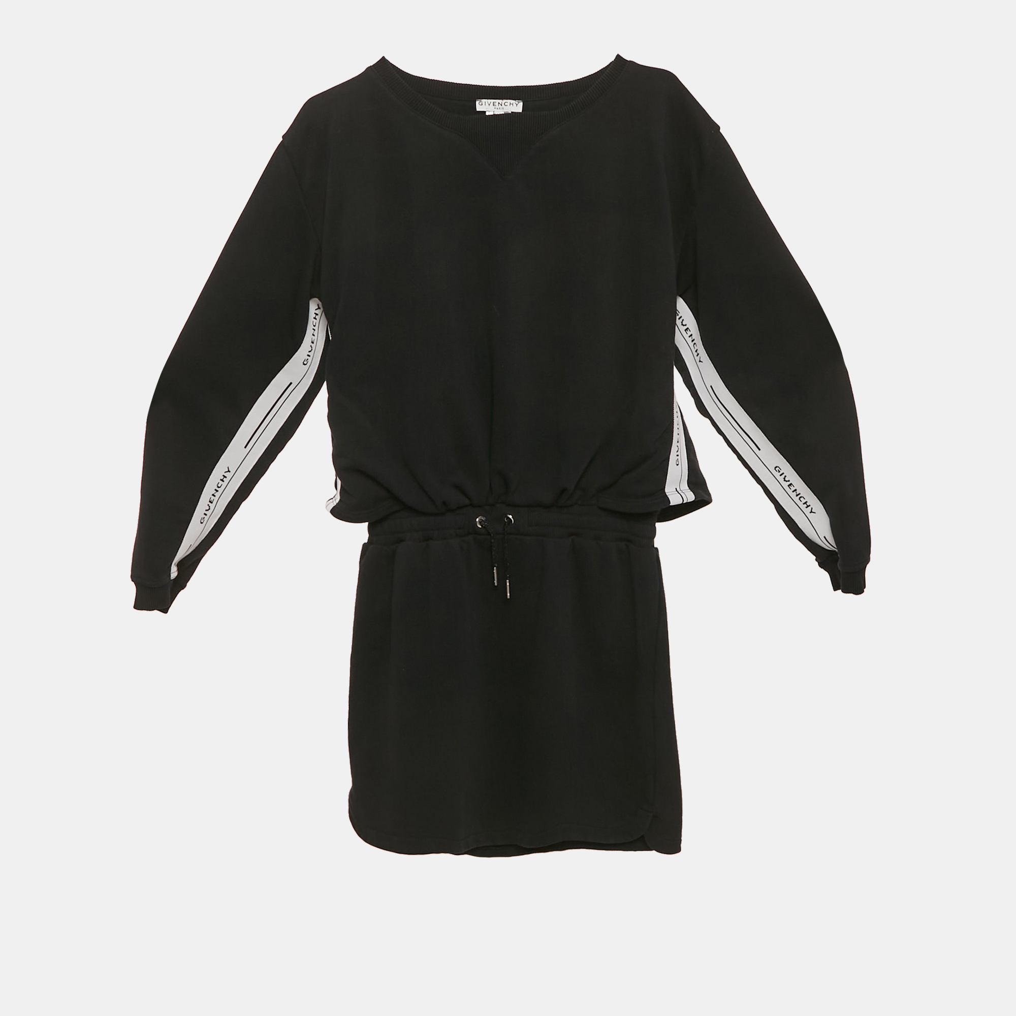 

Givenchy Kids Black Cotton Logo Band Strip Tie Waist Dress 12 Yrs