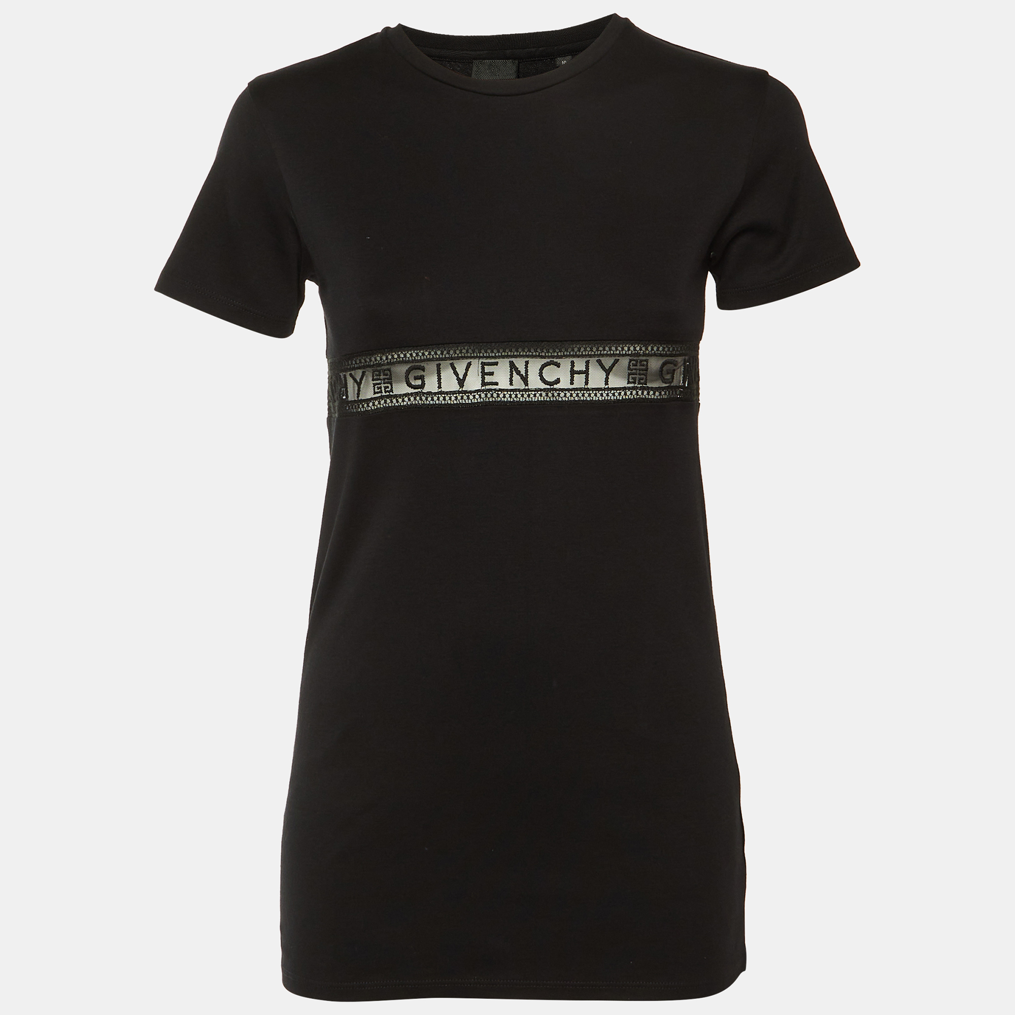 

Givenchy Kids Black Mesh Embroidered Logo Detail Cotton Shirt Dress 10Yrs