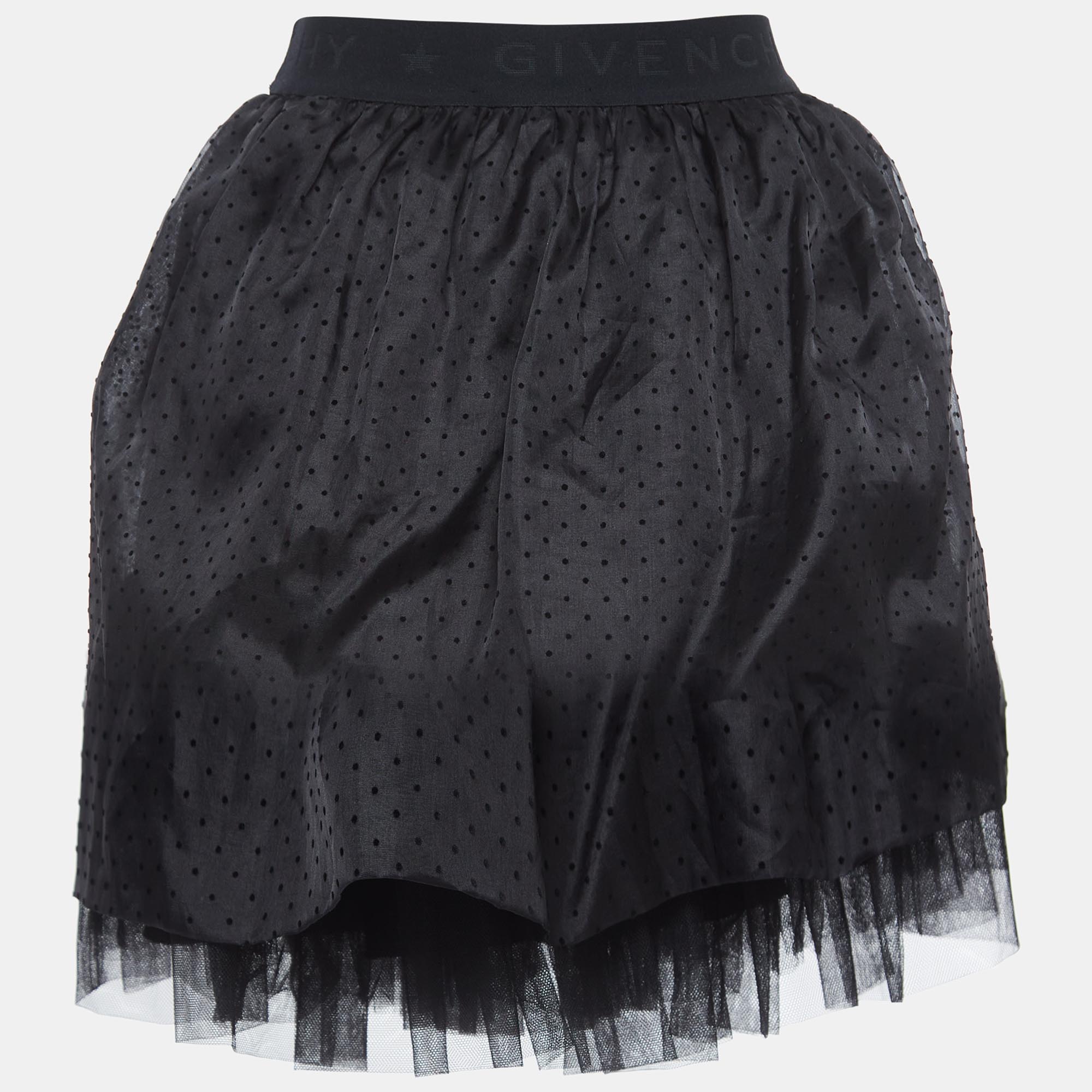 

Givenchy Black Dotted Silk Tiered Skirt