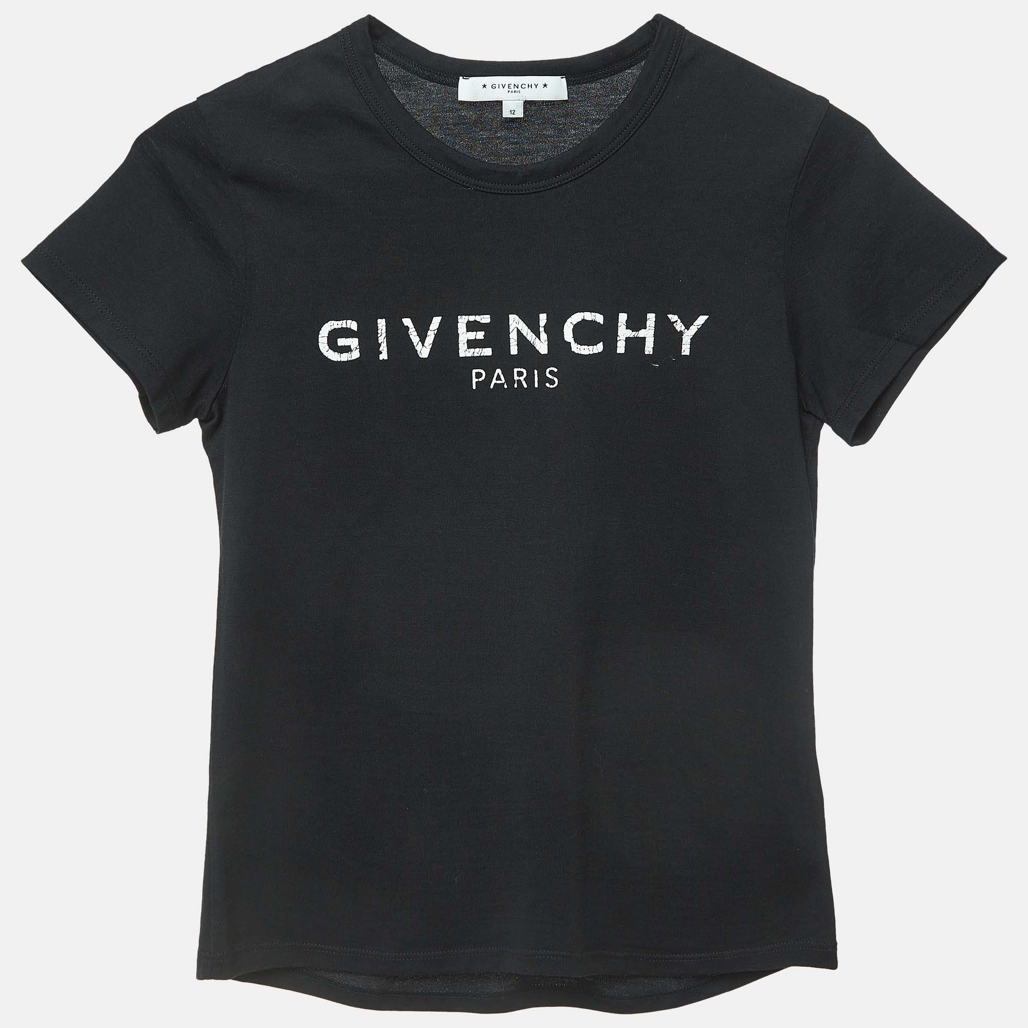 

Givenchy Black Cracked Logo Print Cotton T-Shirt