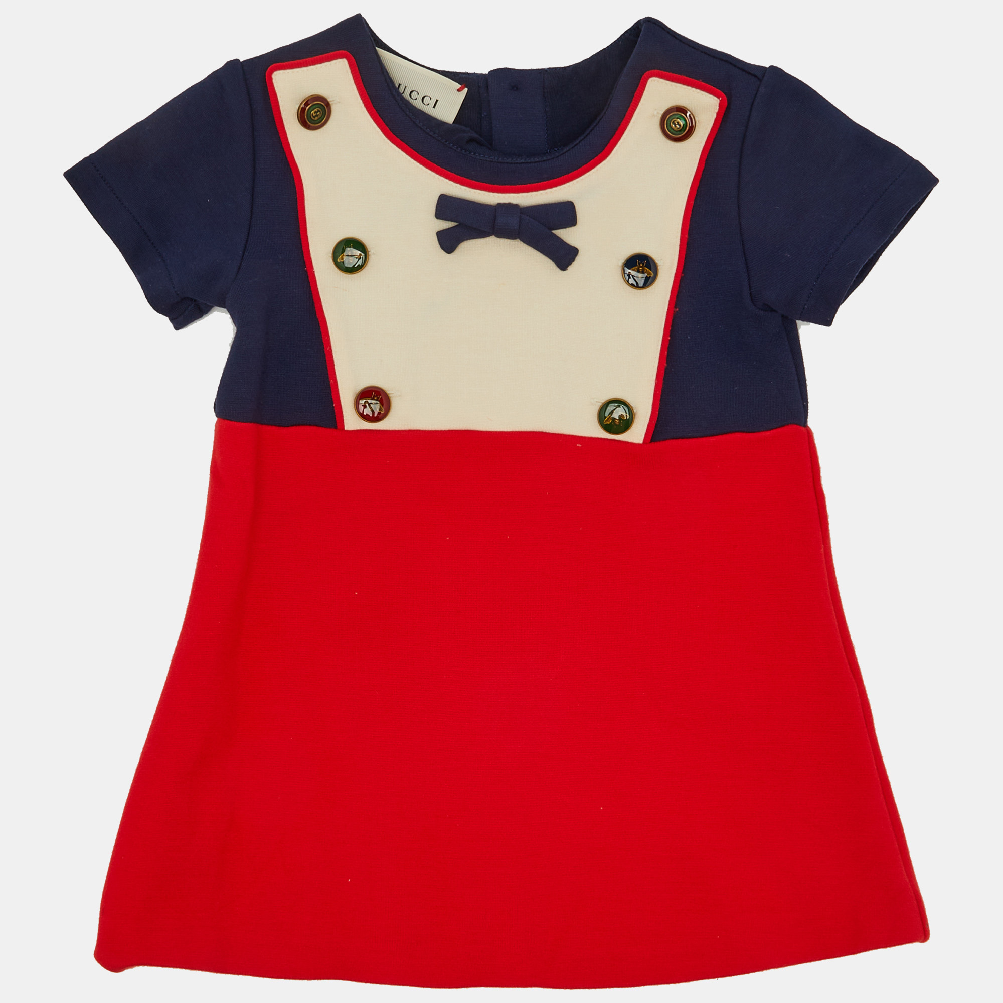 

Gucci Kids Red/Navy Blue Jersey Dress Size 12/18 M