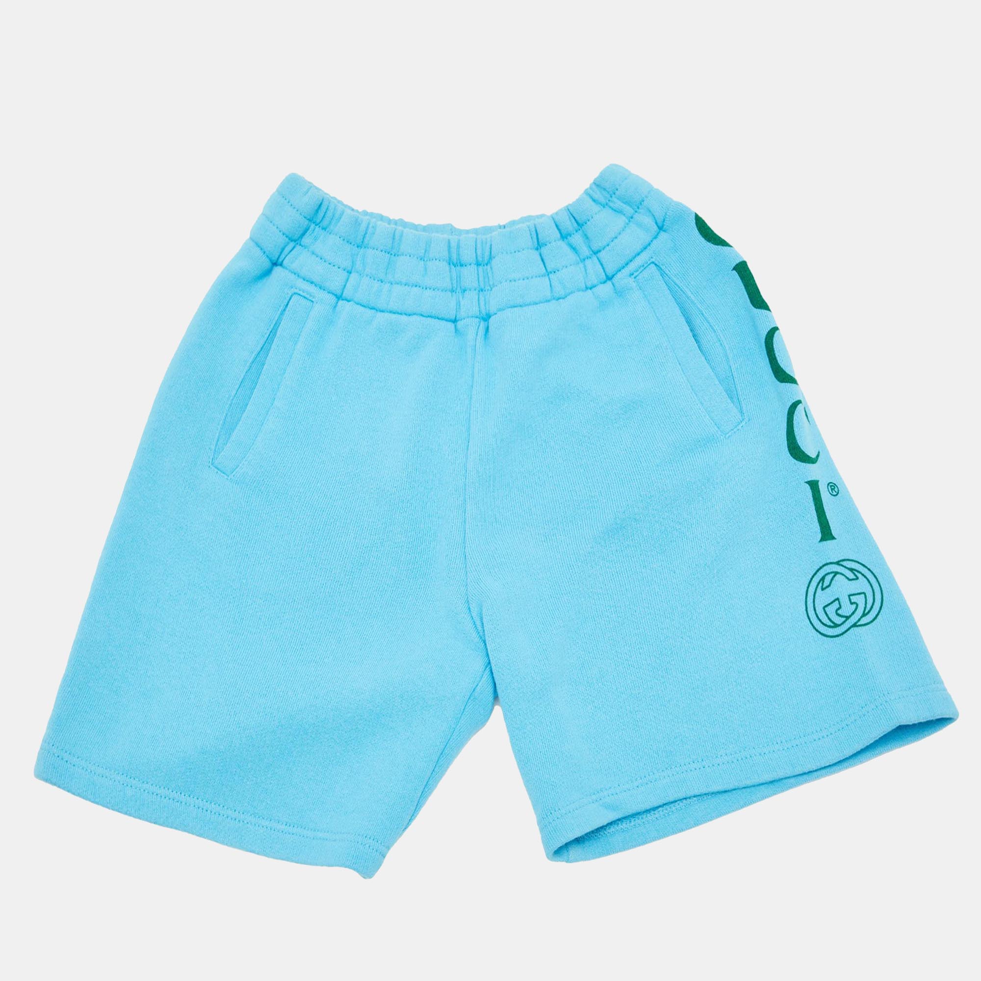 

Gucci Kids Blue Logo Print Cotton Shorts 6 Yrs