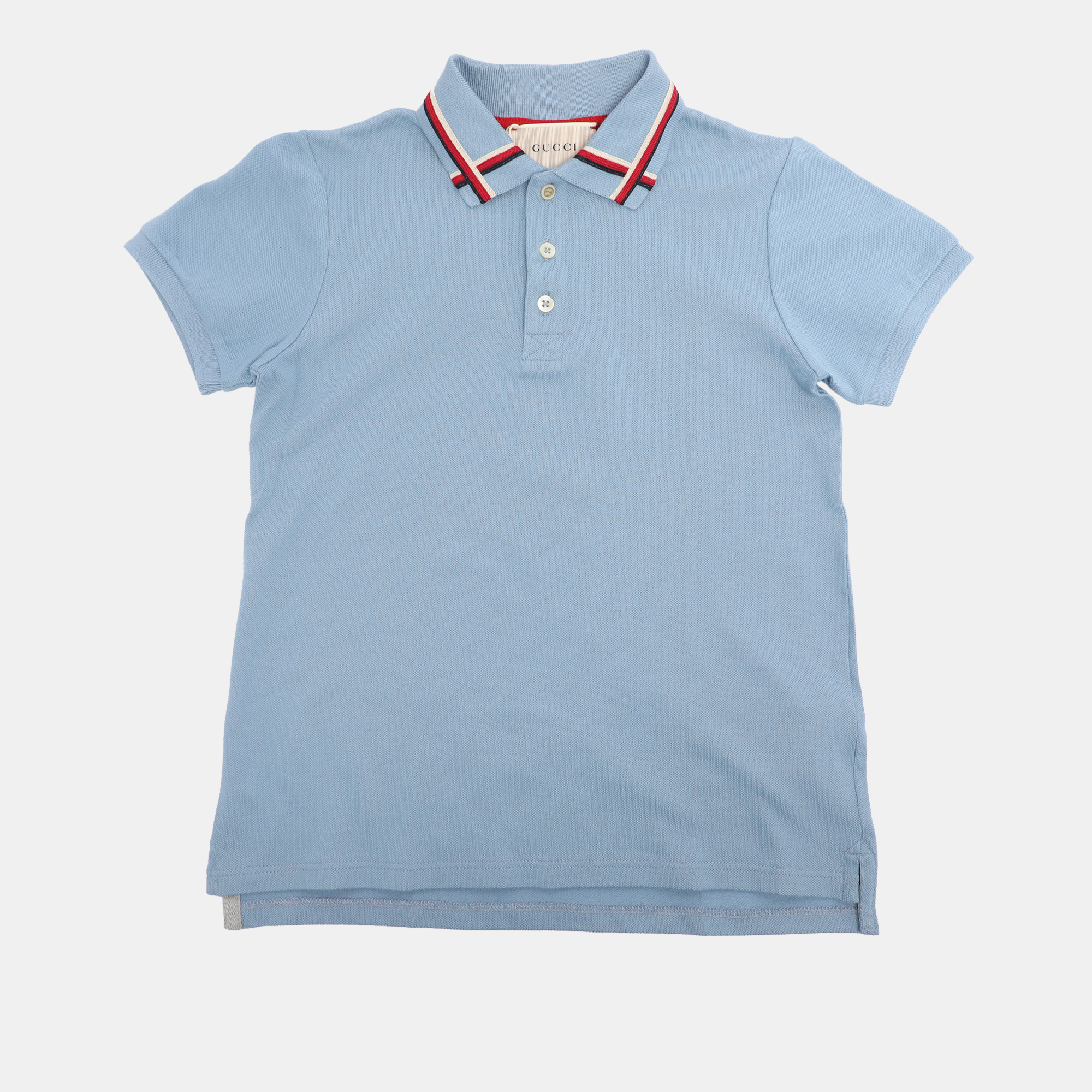 

Gucci Powder Blue Web Collar Jersey Polo T-Shirt  Yrs
