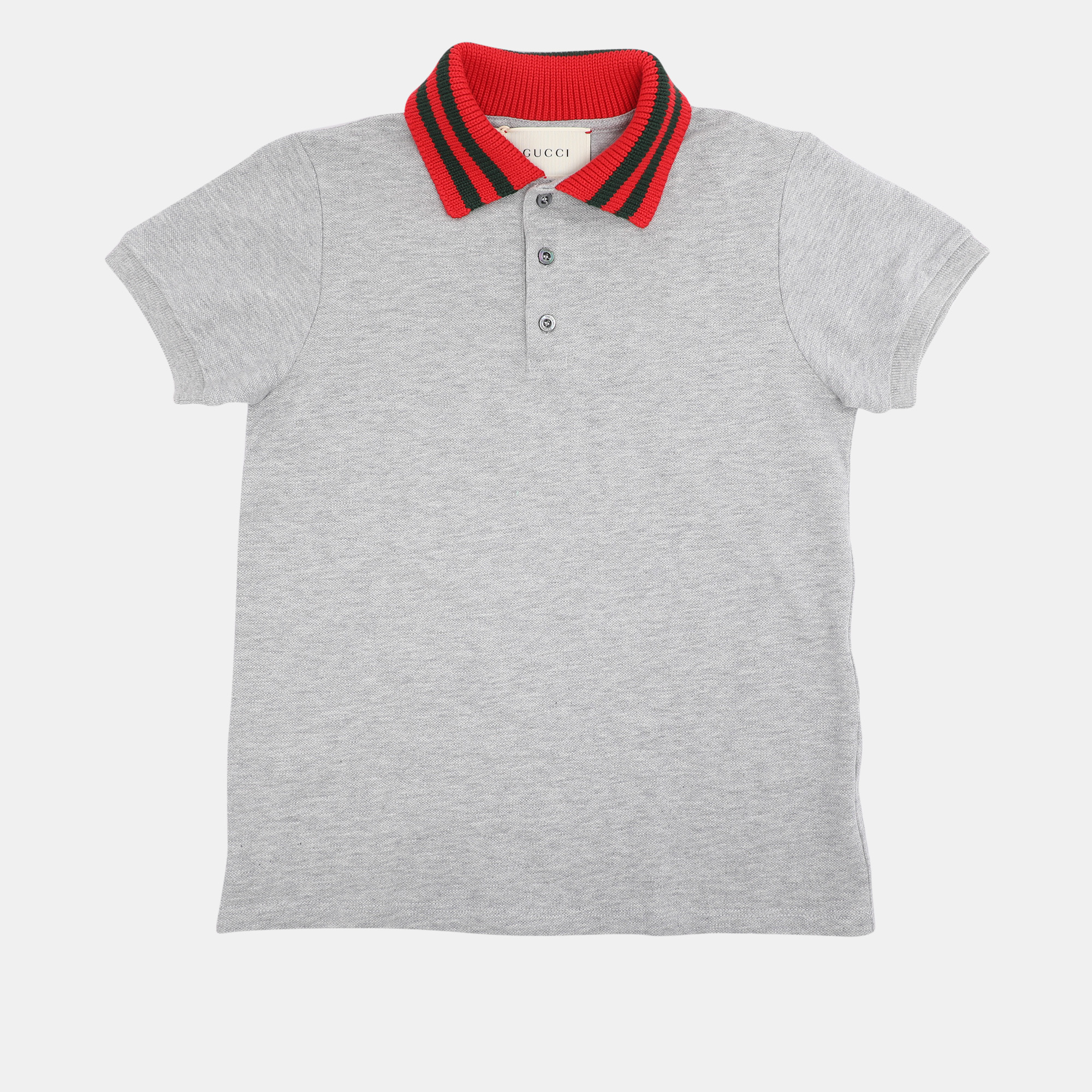 

Gucci Grey/Red Web Collar Jersey Polo T-Shirt  Yrs