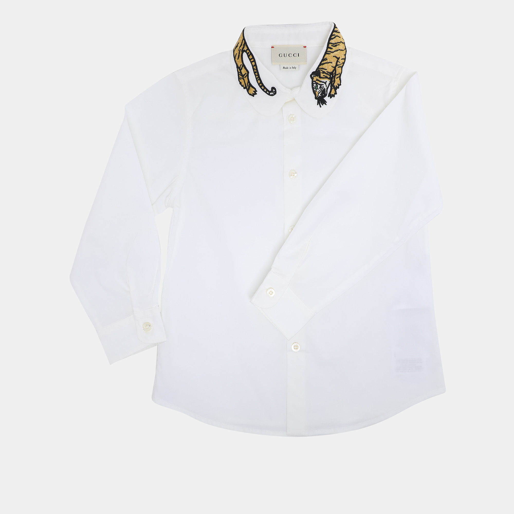 

Gucci White Poplin Tiger Embroidered Long Sleeve Shirt  Yrs