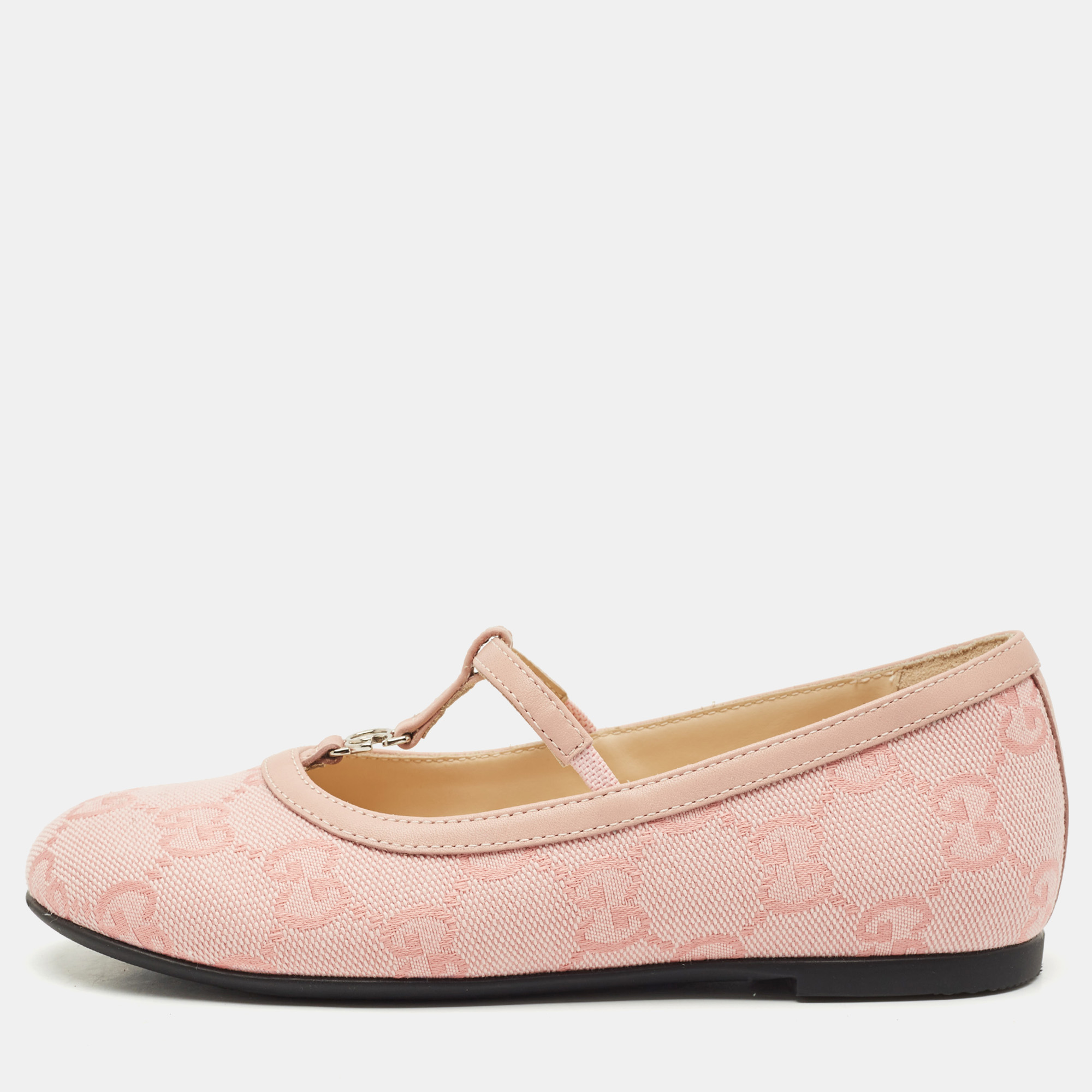 Gucci Pink GG Canvas Double G Ballet Flats Size 29