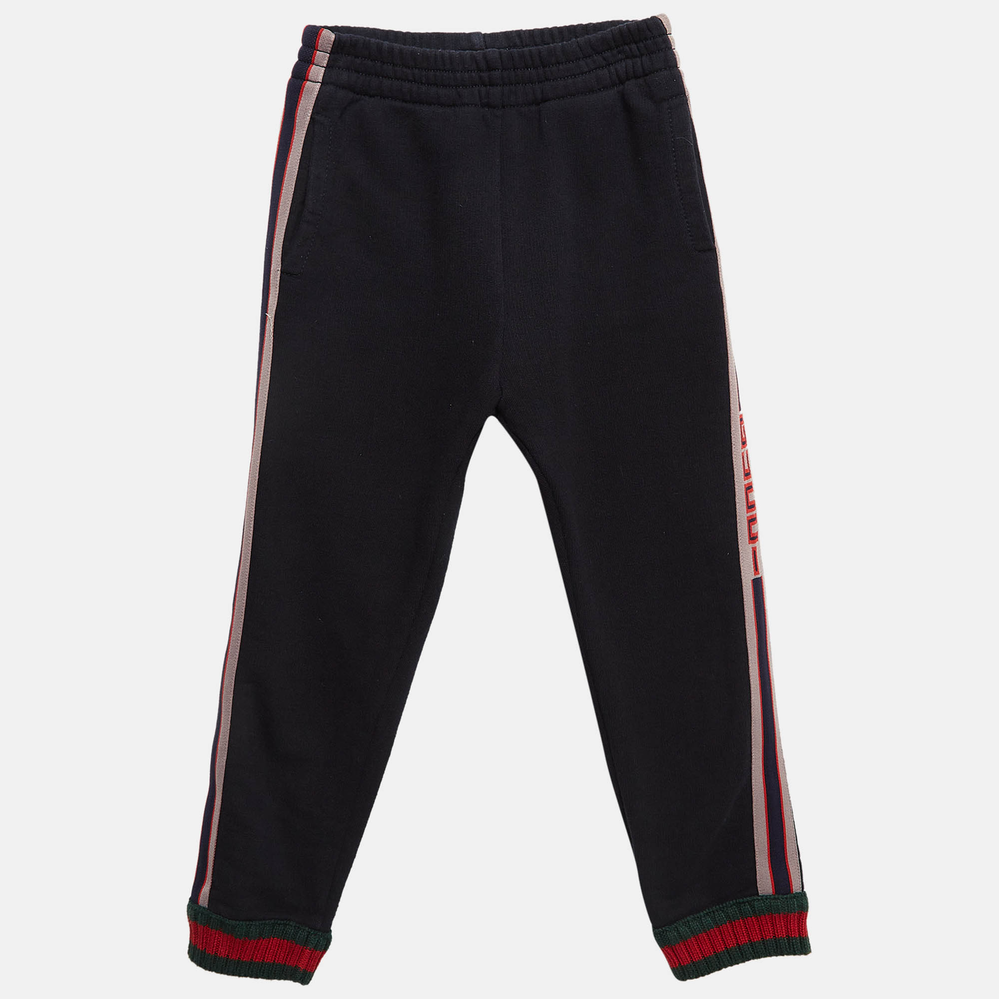 

Gucci Navy Blue Cotton Knit Logo Tape Detail Trackpants 6 Yrs