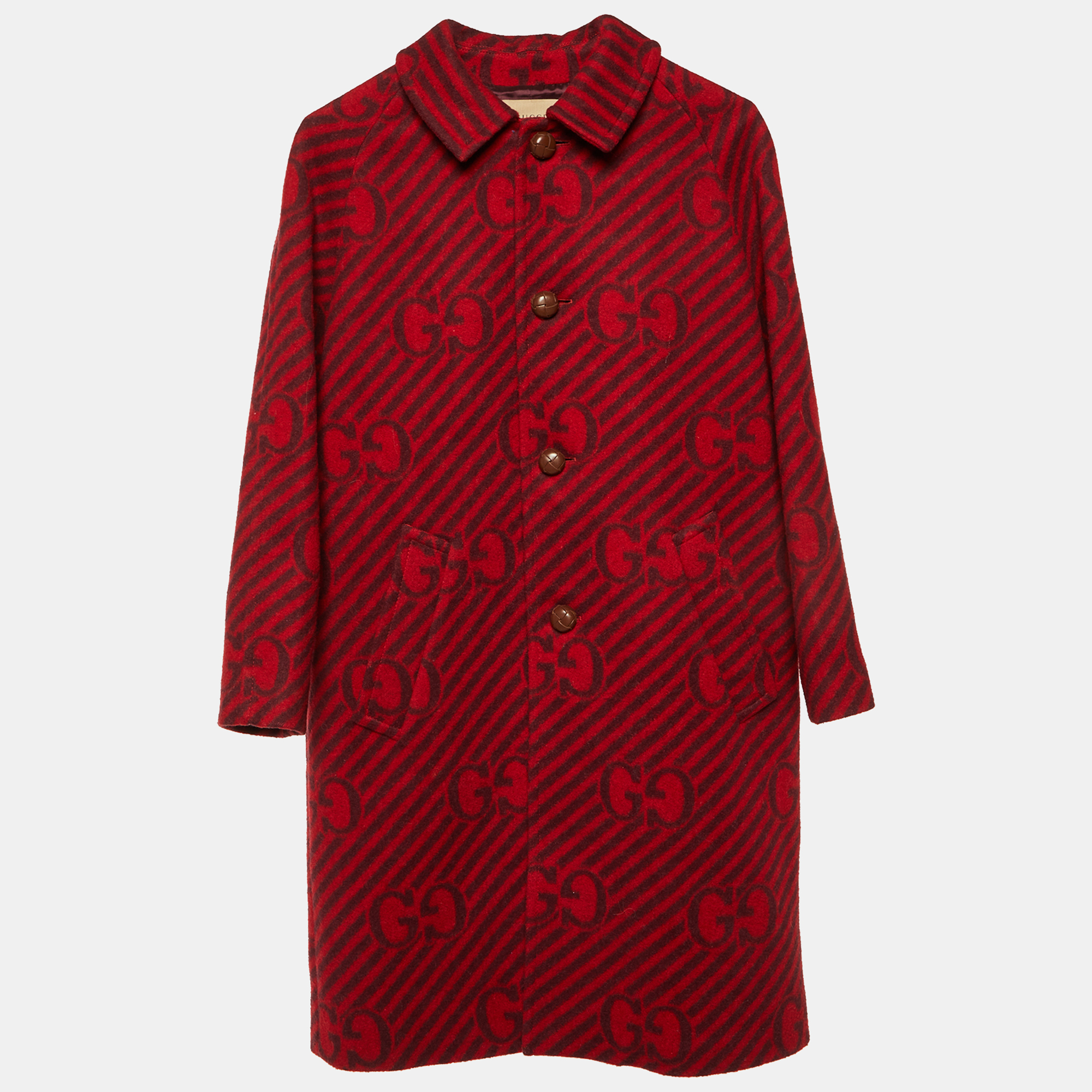 

Gucci Kids Red GG Print Wool Coat Size 10 Yrs