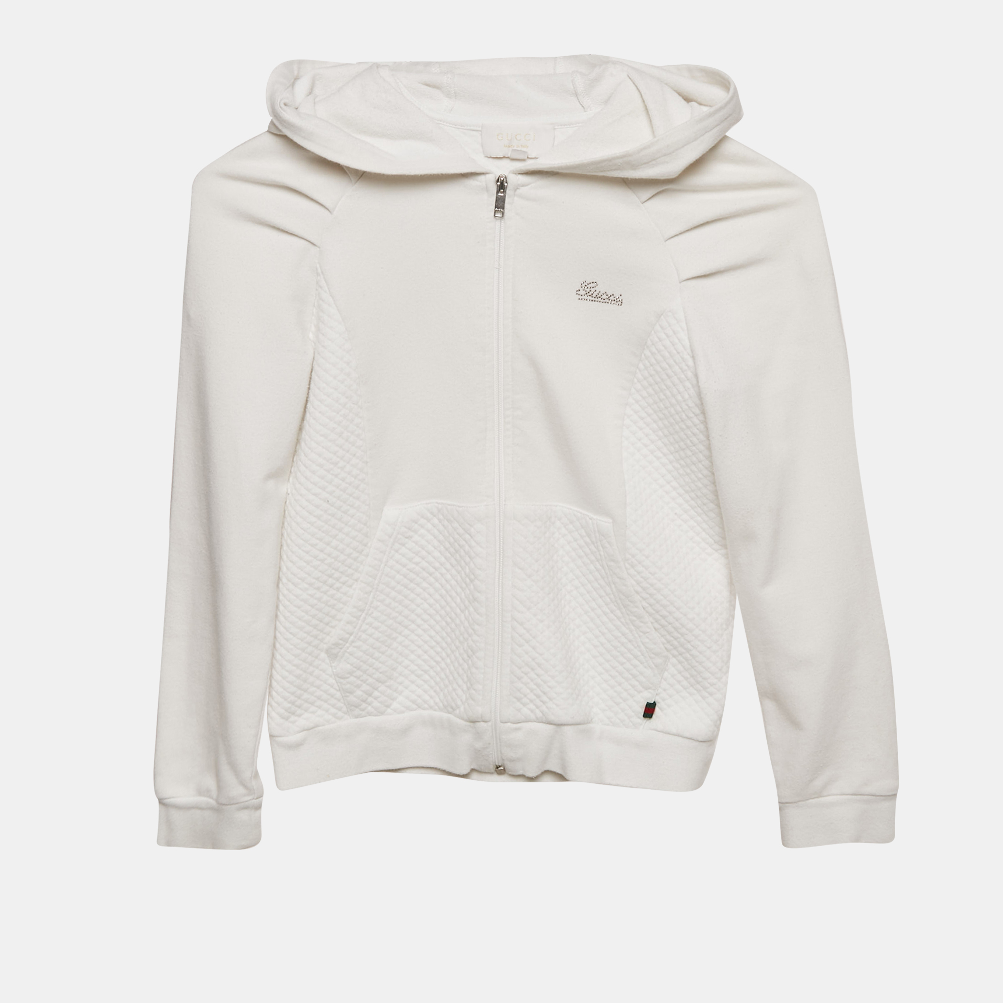 

Gucci Kids White Cotton Zip-Up Jacket 8 Yrs