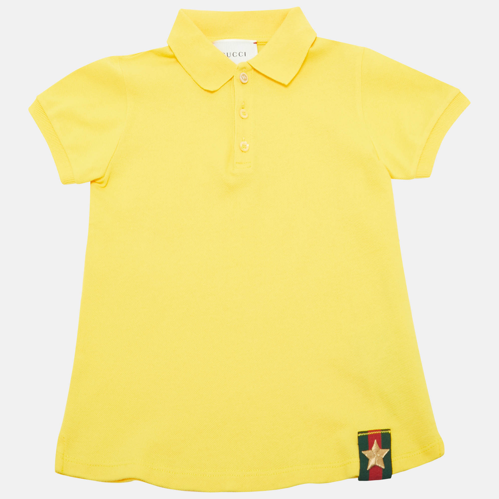 

Gucci Kids Yellow Star Web Trim Cotton Pique Polo T-Shirt 4 Yrs
