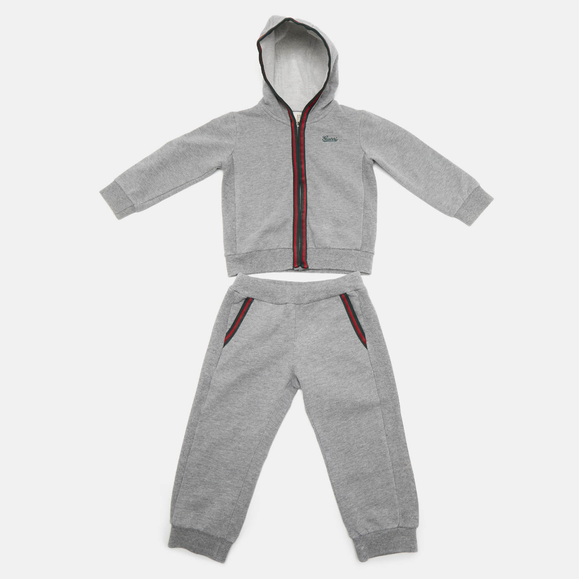 Gucci Kids Grey Cotton Sweatshirt and Pants Set 12/18M