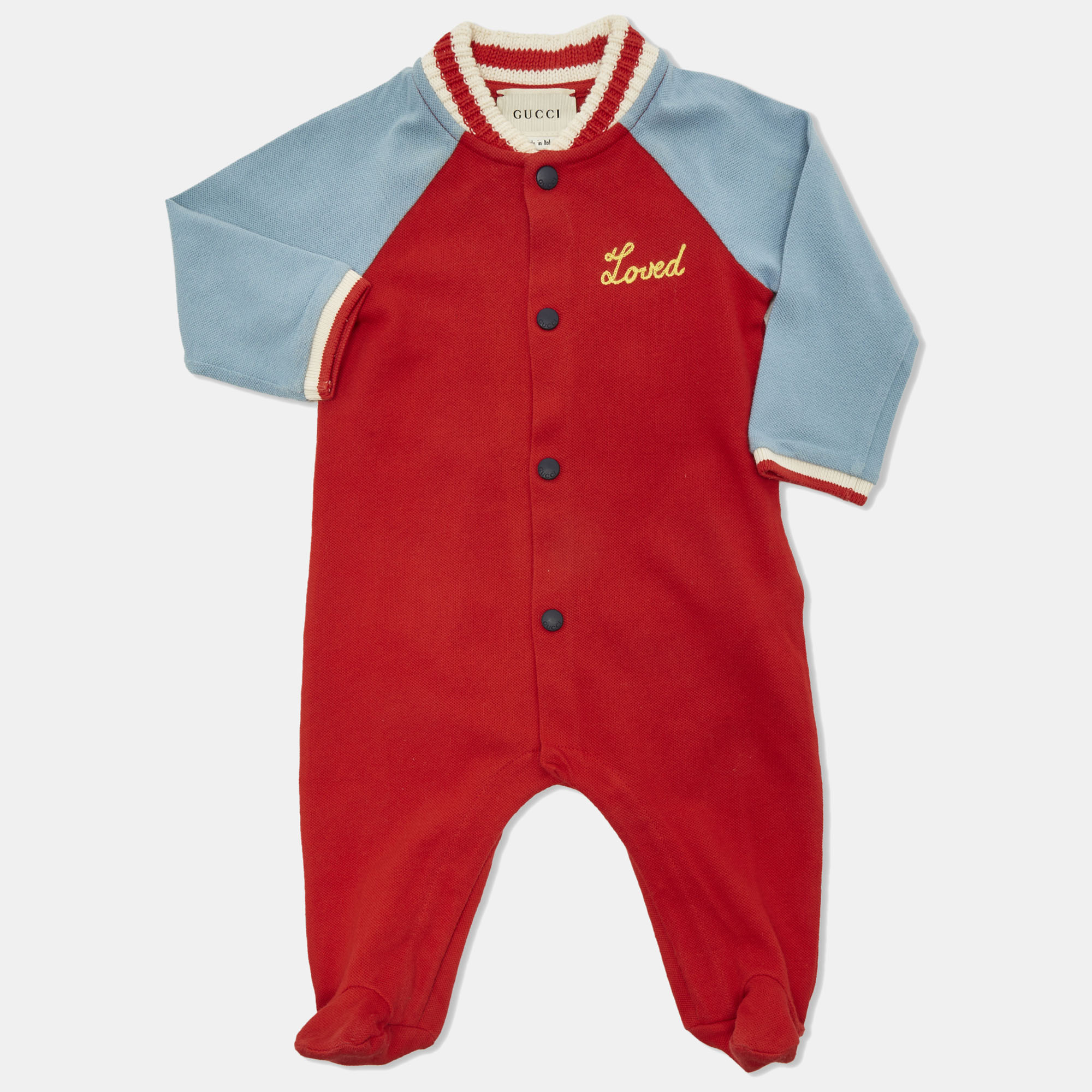 

Gucci Baby Red Printed Cotton Growsuit 3/6M