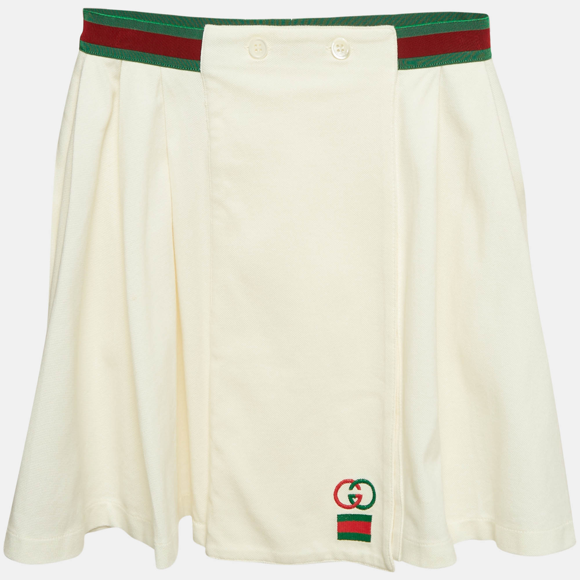 

Gucci Kids Off White Web Waistband Jersey Pleated Mini Skirt 12 Yrs