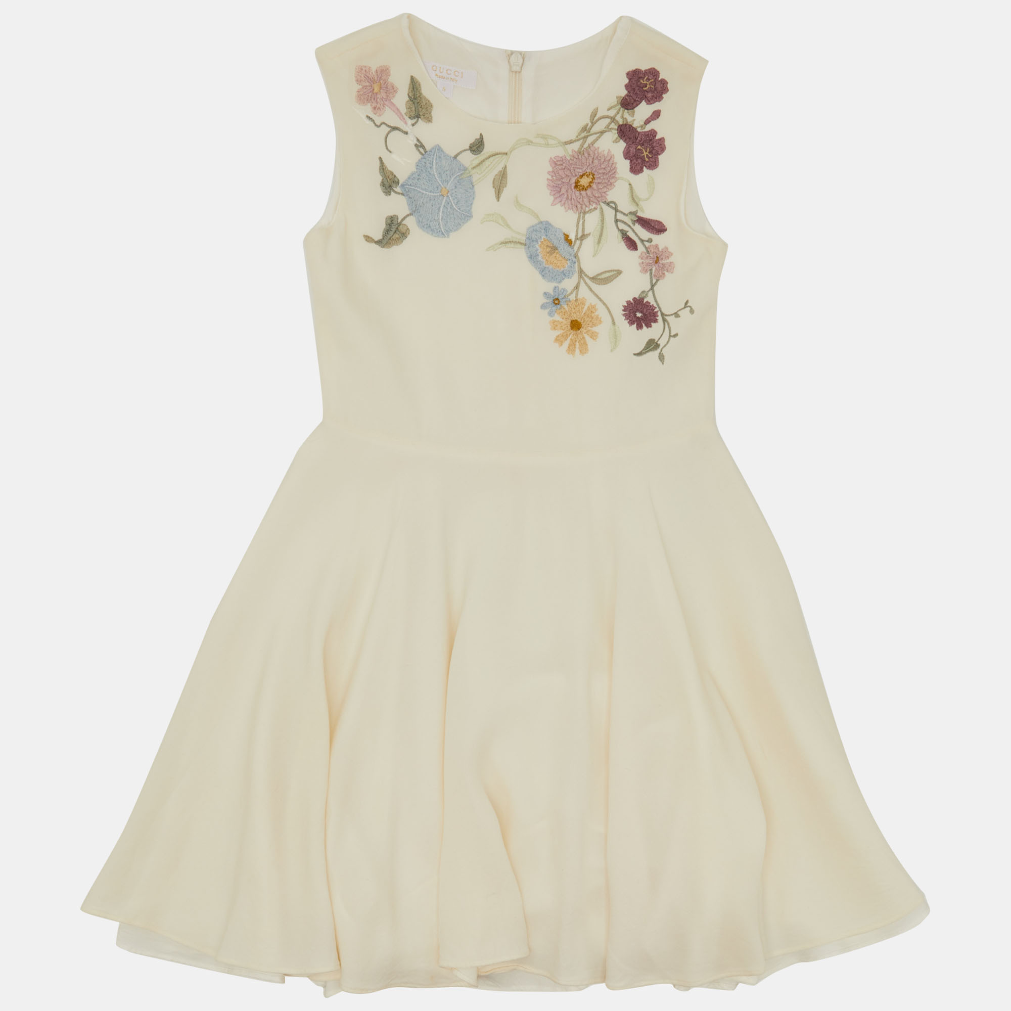 

Gucci Cream Silk Floral Embroidered Dress Size 5 Yrs