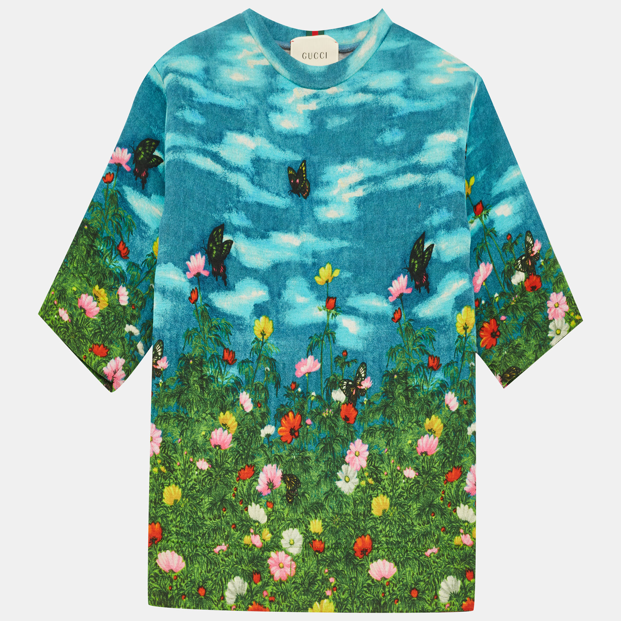 Pre-owned Gucci Kids Blue Garden Print Neoprene Sweatshirt 6yrs