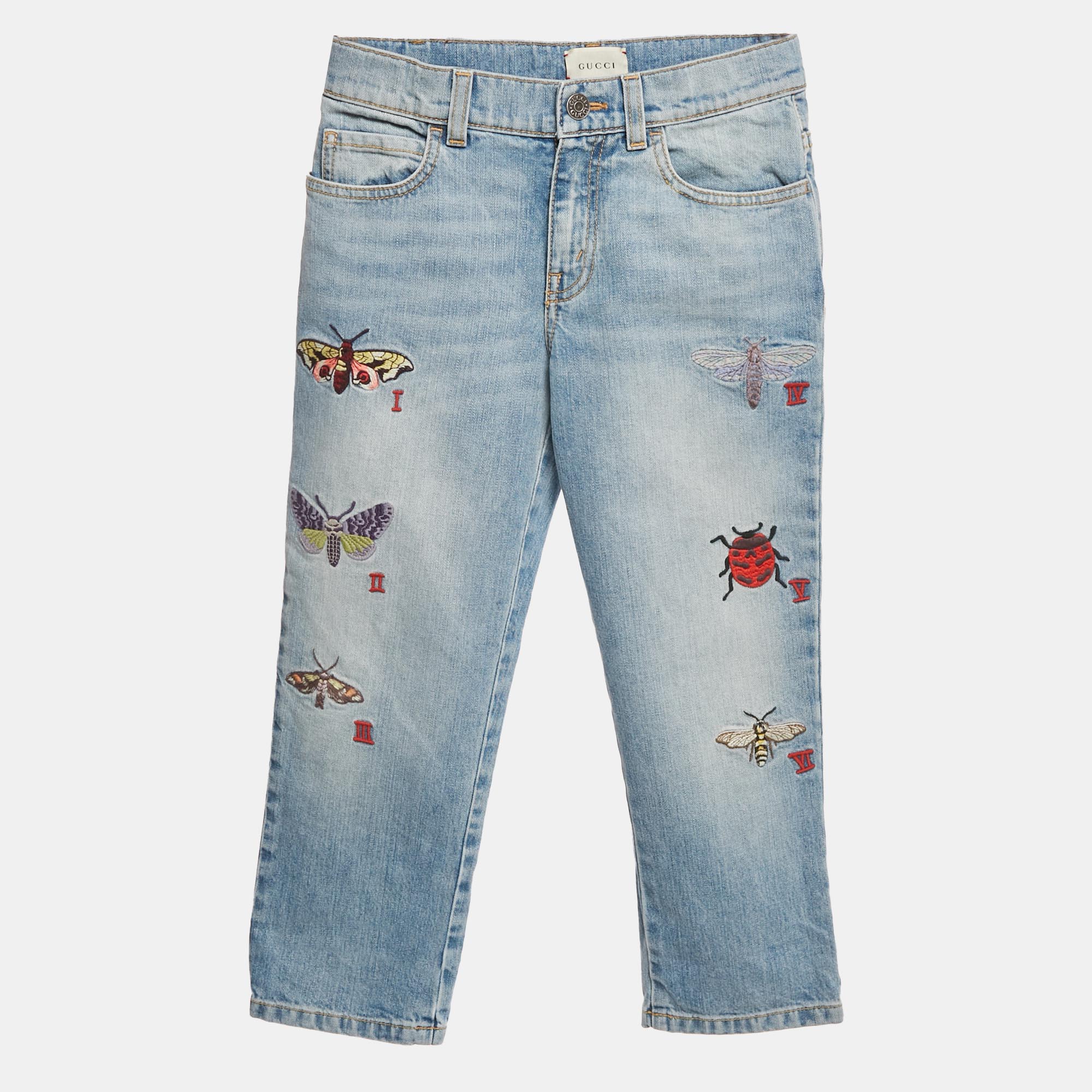 

Gucci Blue Butterfly Embroidered Denim Jeans 8Yrs/Waist 23"