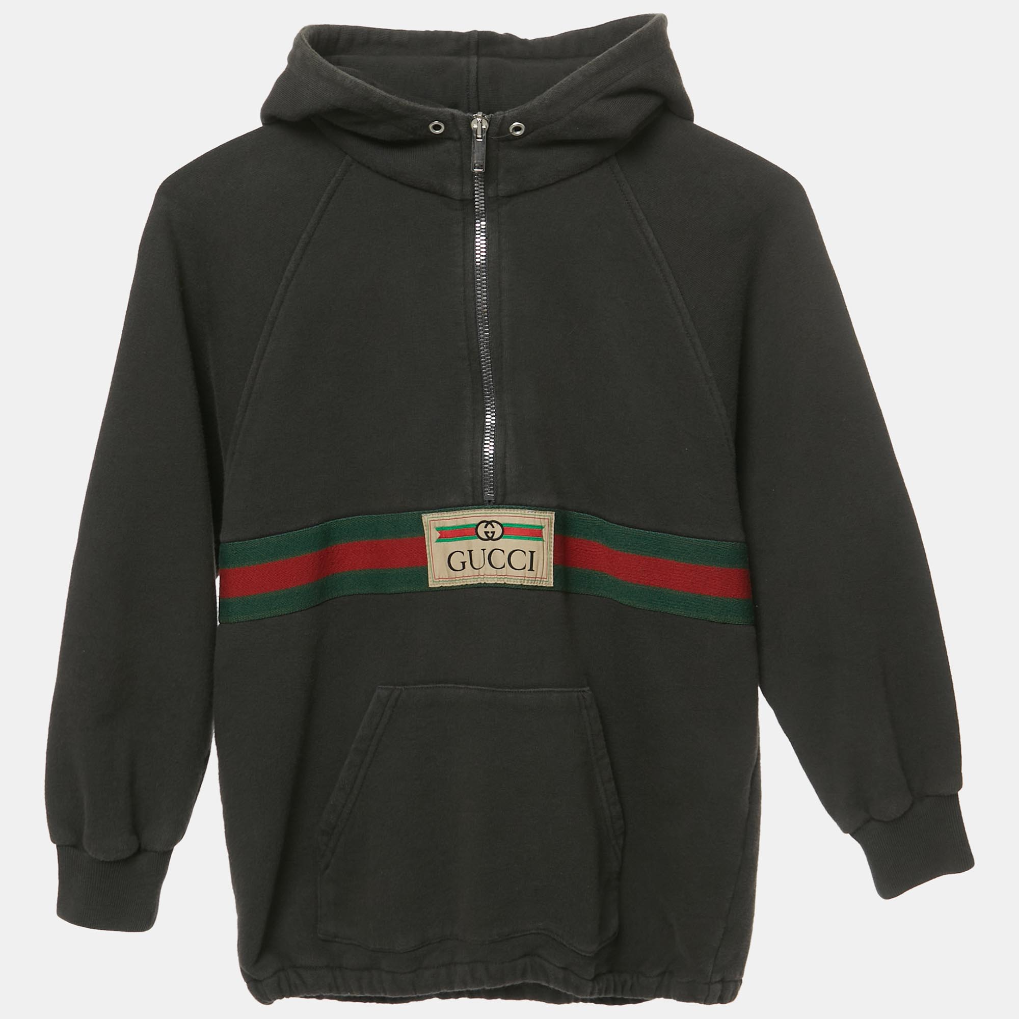 Pre-owned Gucci Kids Green Web Trim Cotton Sweatshirt And Sweatpants 8yrs