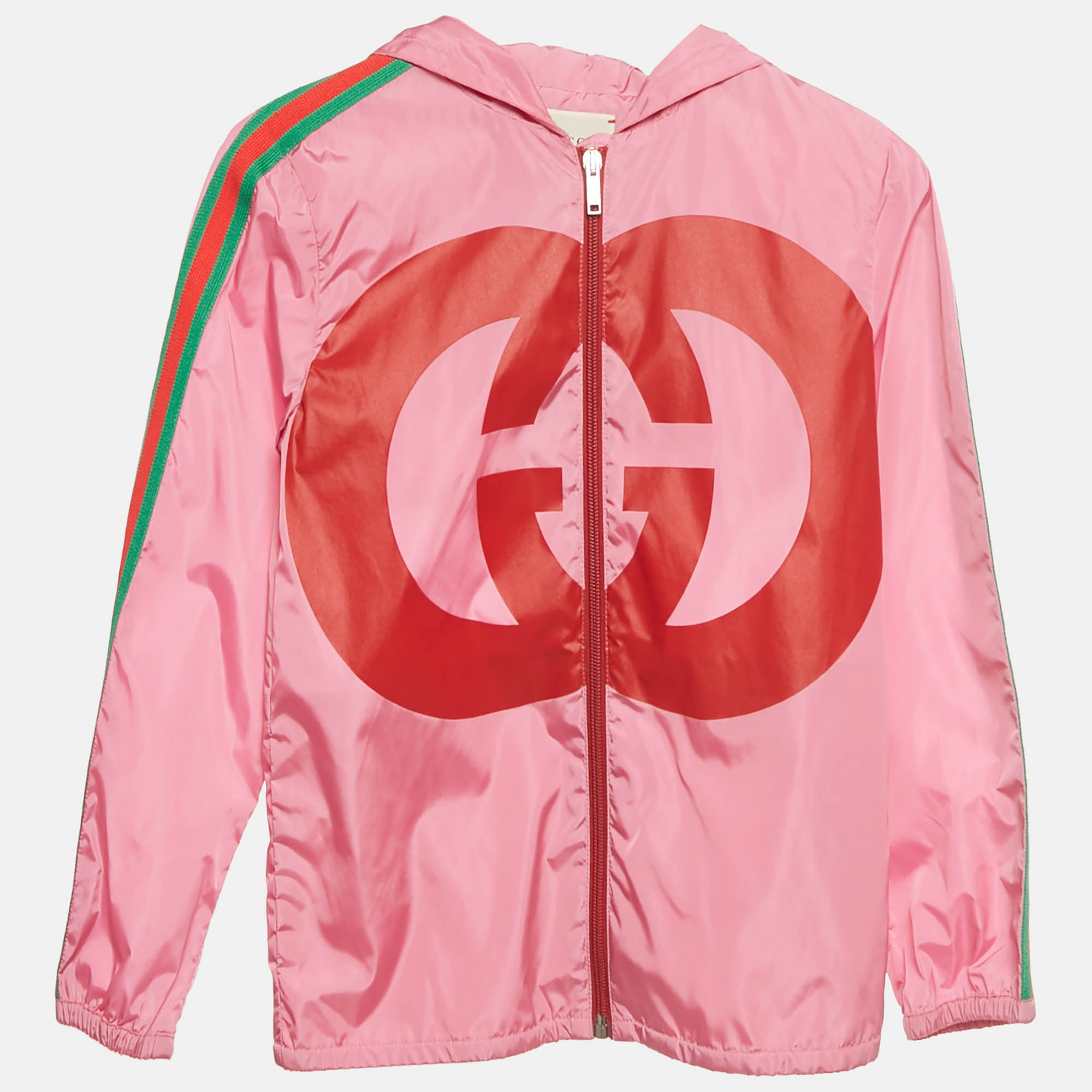 

Gucci Kids Pink GG Print Nylon Wed Trim Jacket 8Yrs